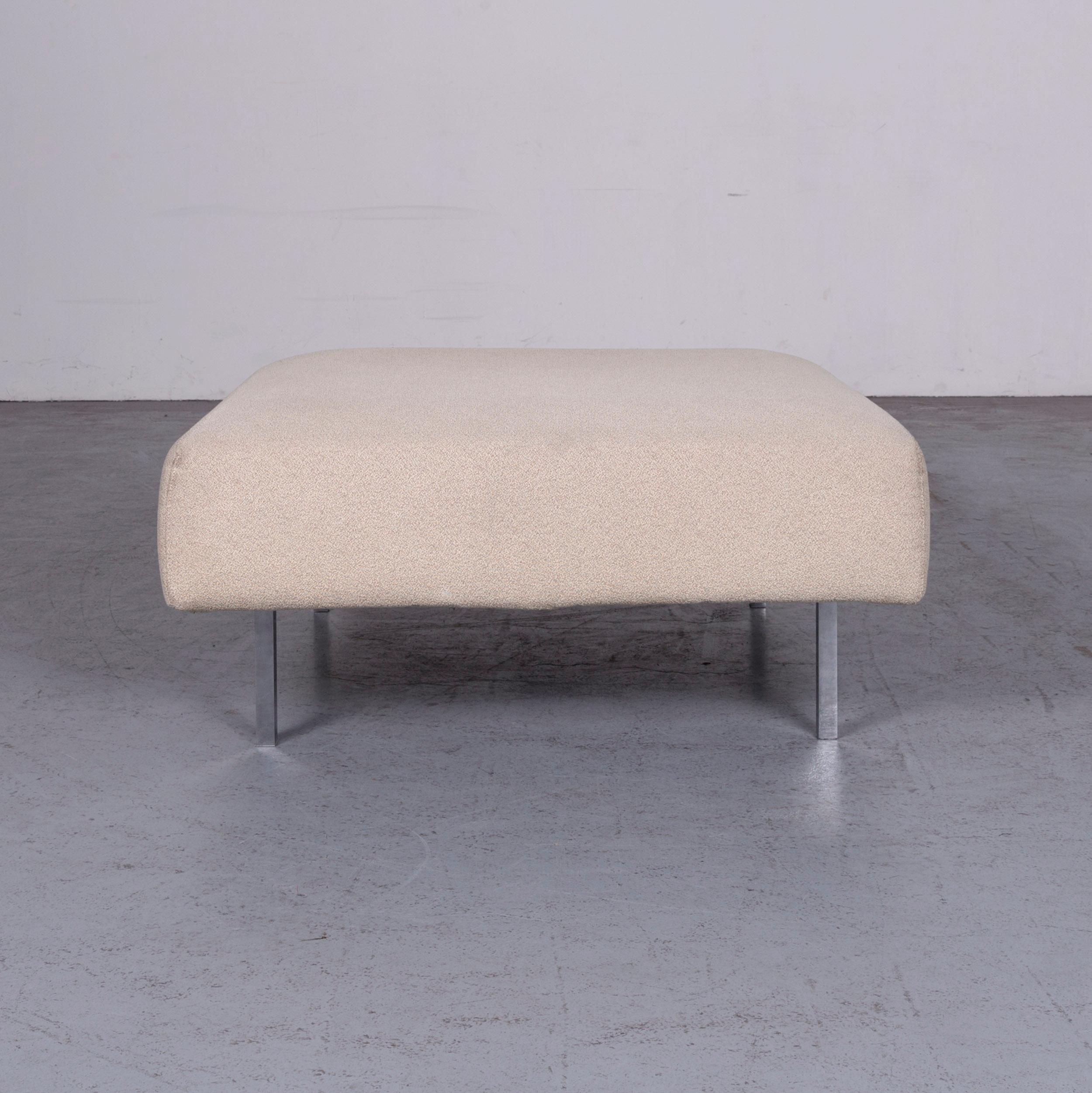 Molteni Designer Fabric Sofa Footstool Set Crème Three-Seat Couch For Sale 8