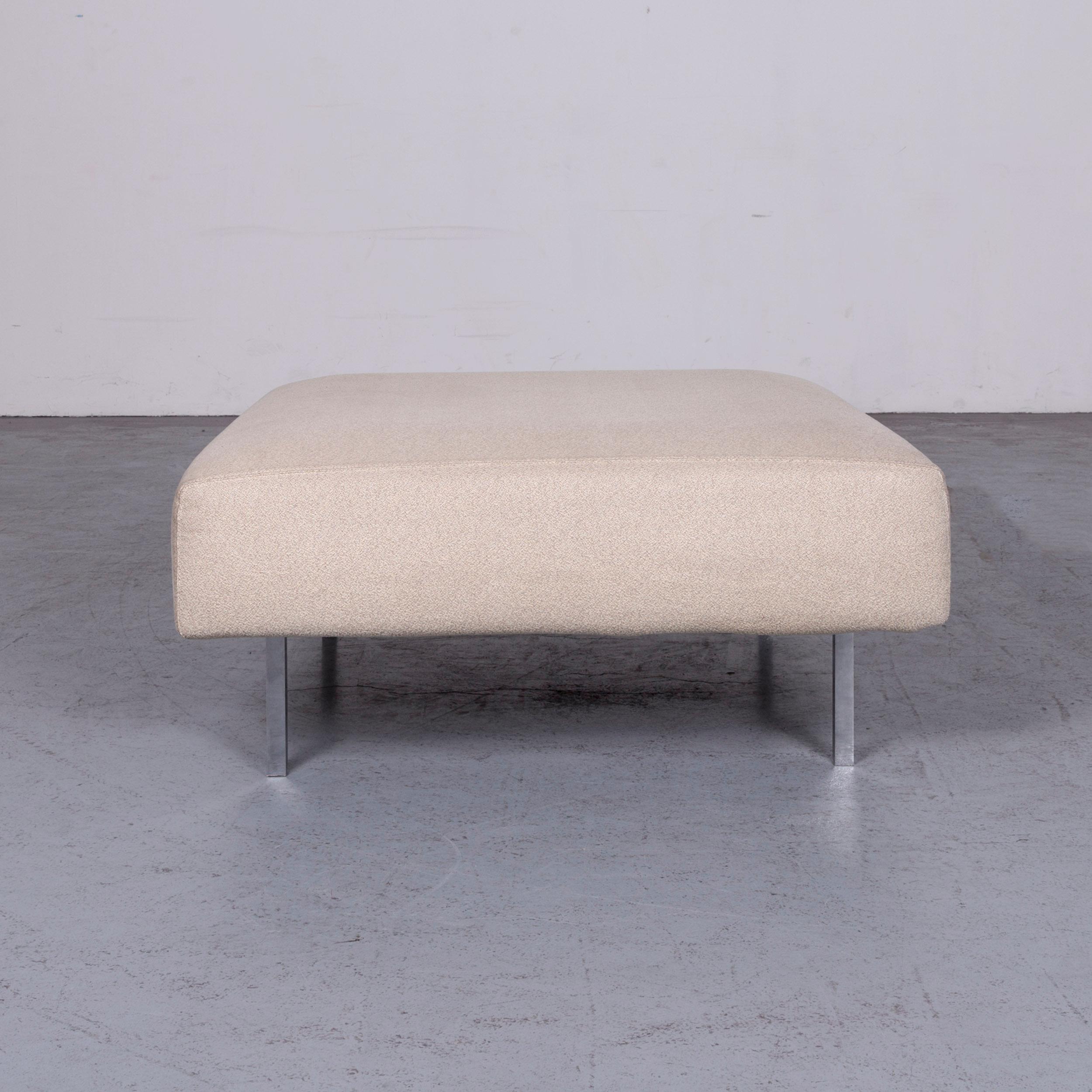 Molteni Designer Fabric Sofa Footstool Set Crème Three-Seat Couch For Sale 9