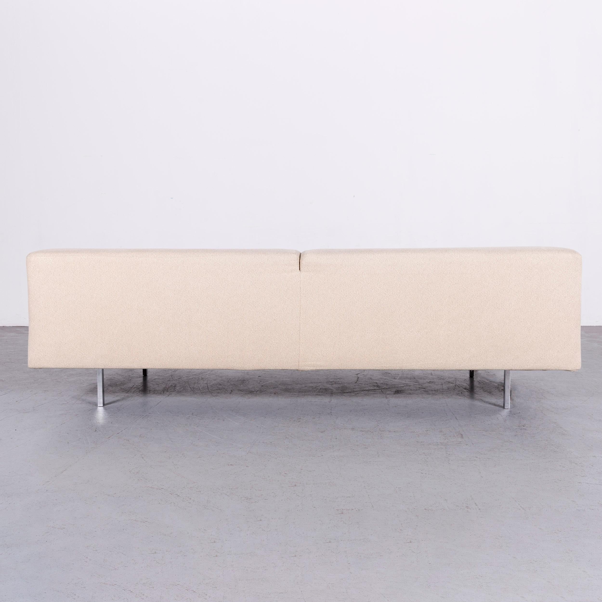 Molteni Designer Fabric Sofa Footstool Set Crème Three-Seat Couch For Sale 2
