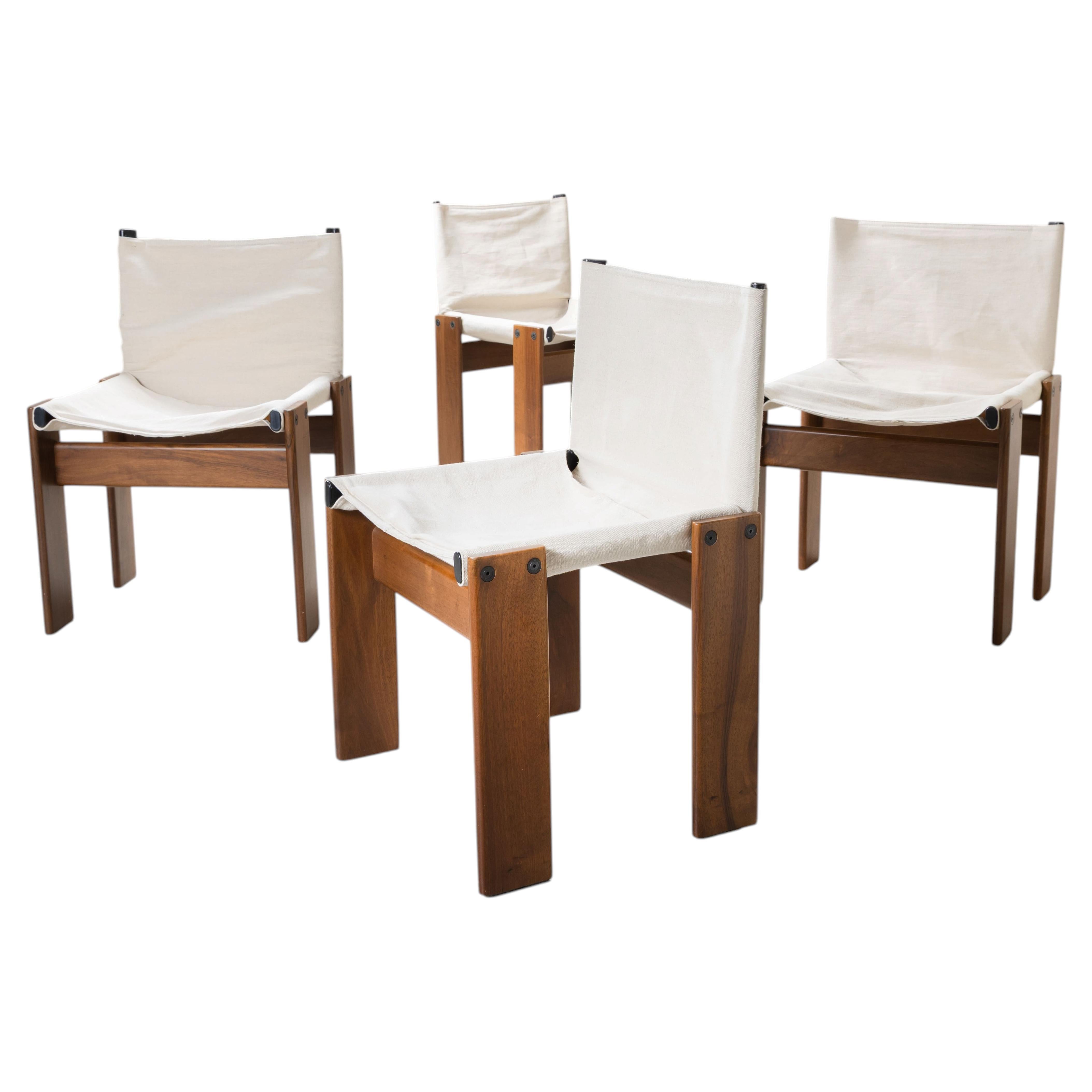 Molteni Monk Afra und Tobia Scarpa Leinwand Stühle, 1973, Satz von 4 im Angebot