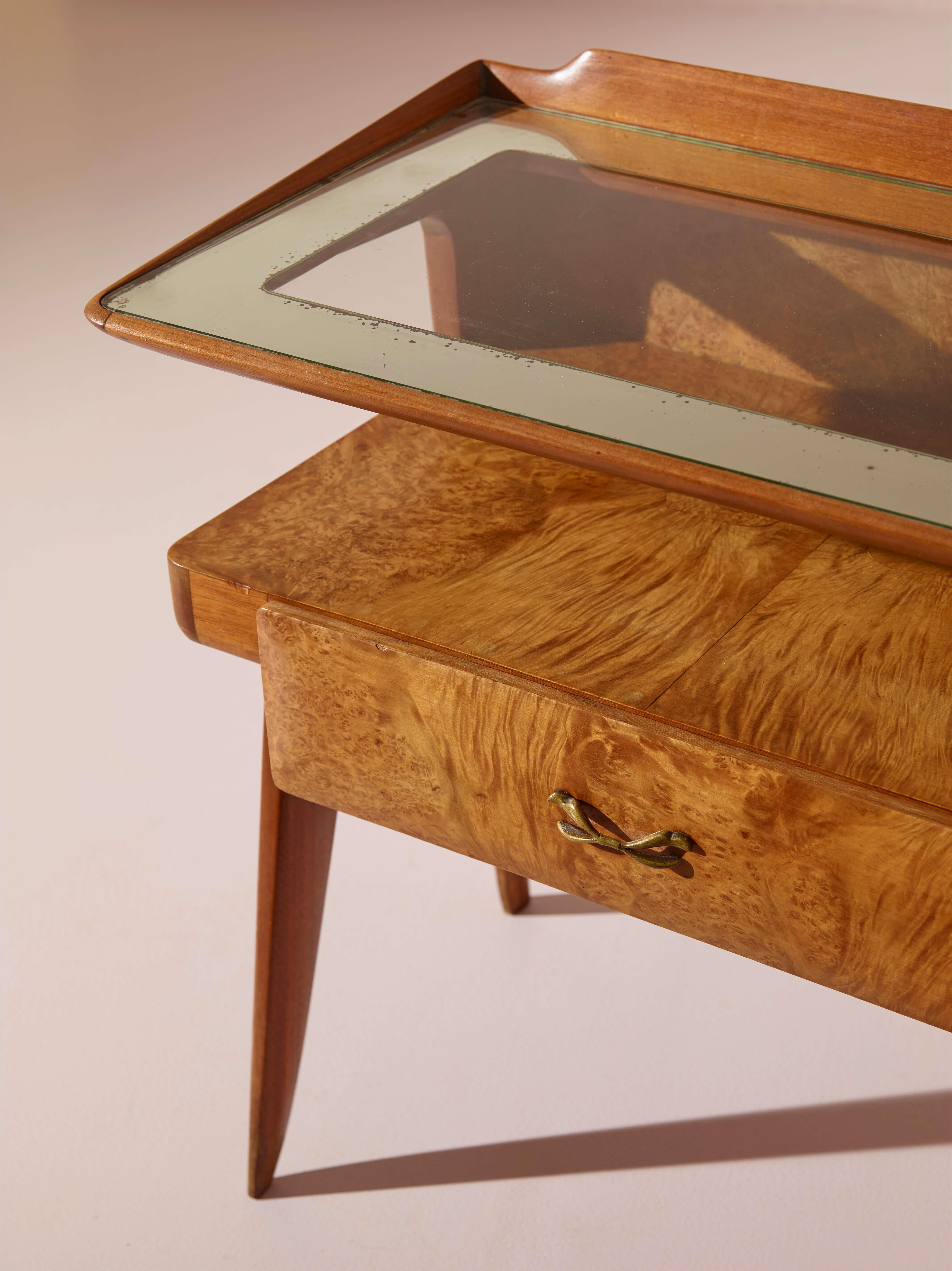 Molteni night stands in walnut and walnut burl, Italy, 1950s 3