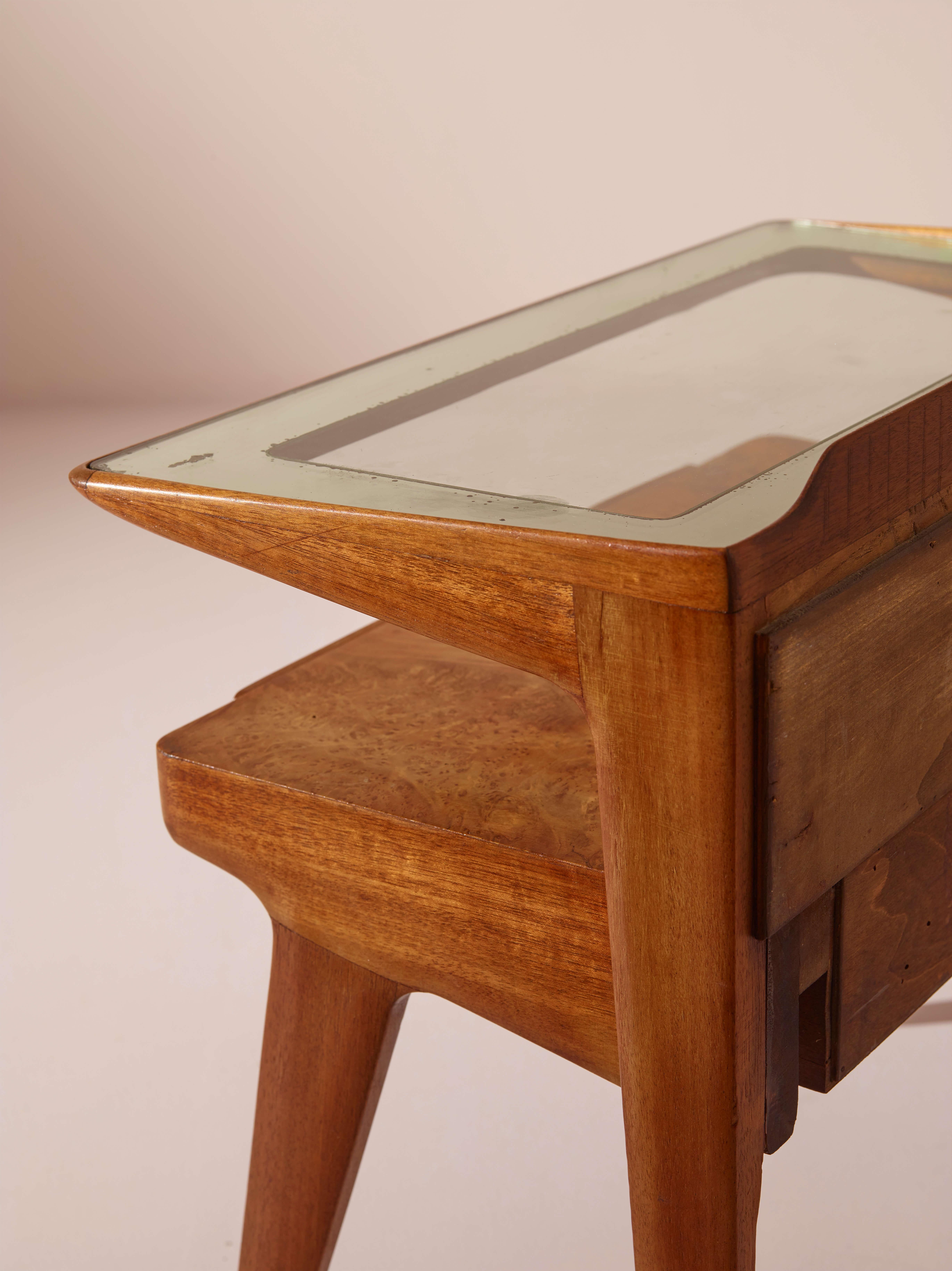Molteni night stands in walnut and walnut burl, Italy, 1950s 4