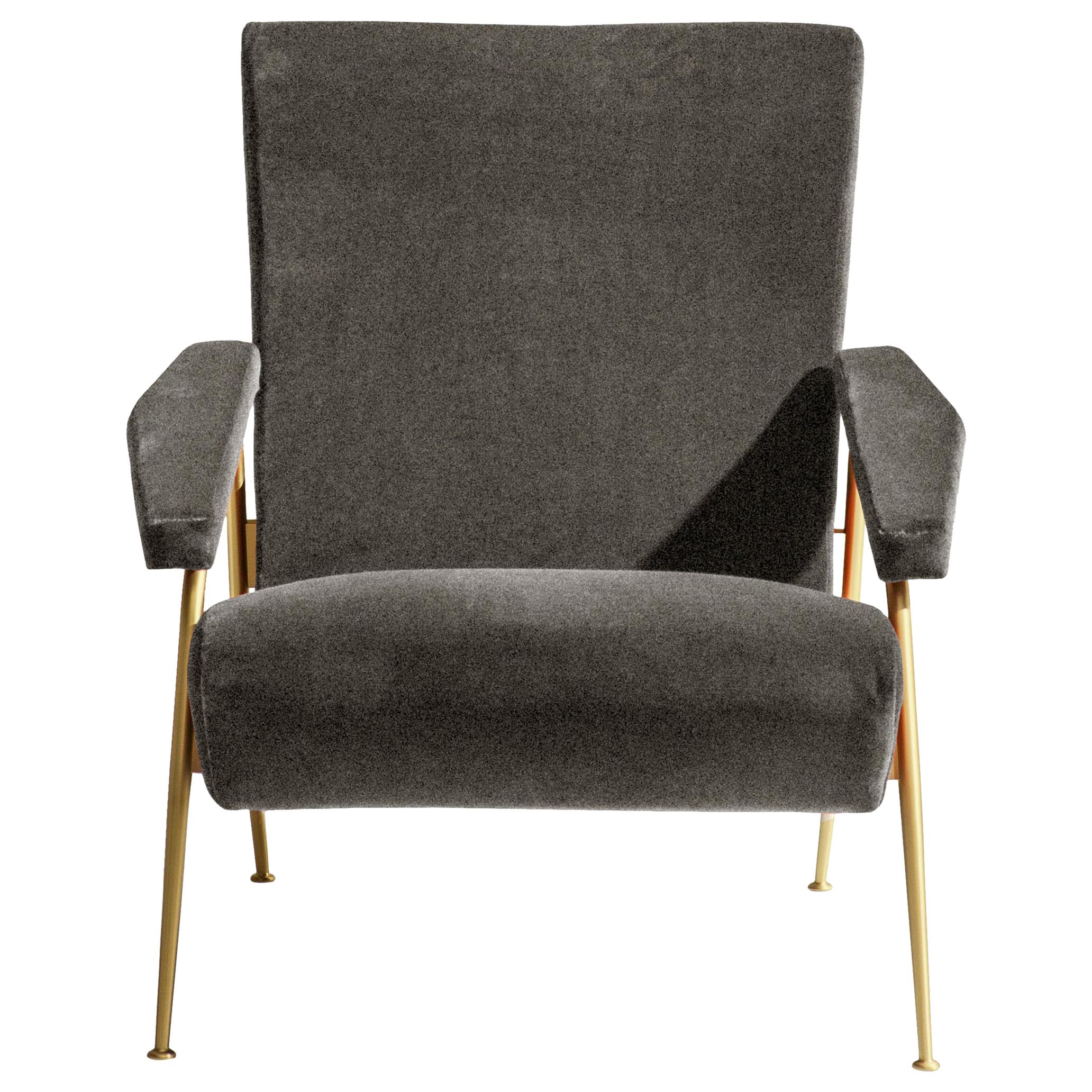 Black (WF395_Anthracite) Armchair in Chenille and Steel Molteni&C by Gio Ponti - D.153.1 - made in Italy