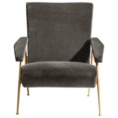 Armchair in Chenille and Steel Molteni&C by Gio Ponti - D.153.1 - made in Italy