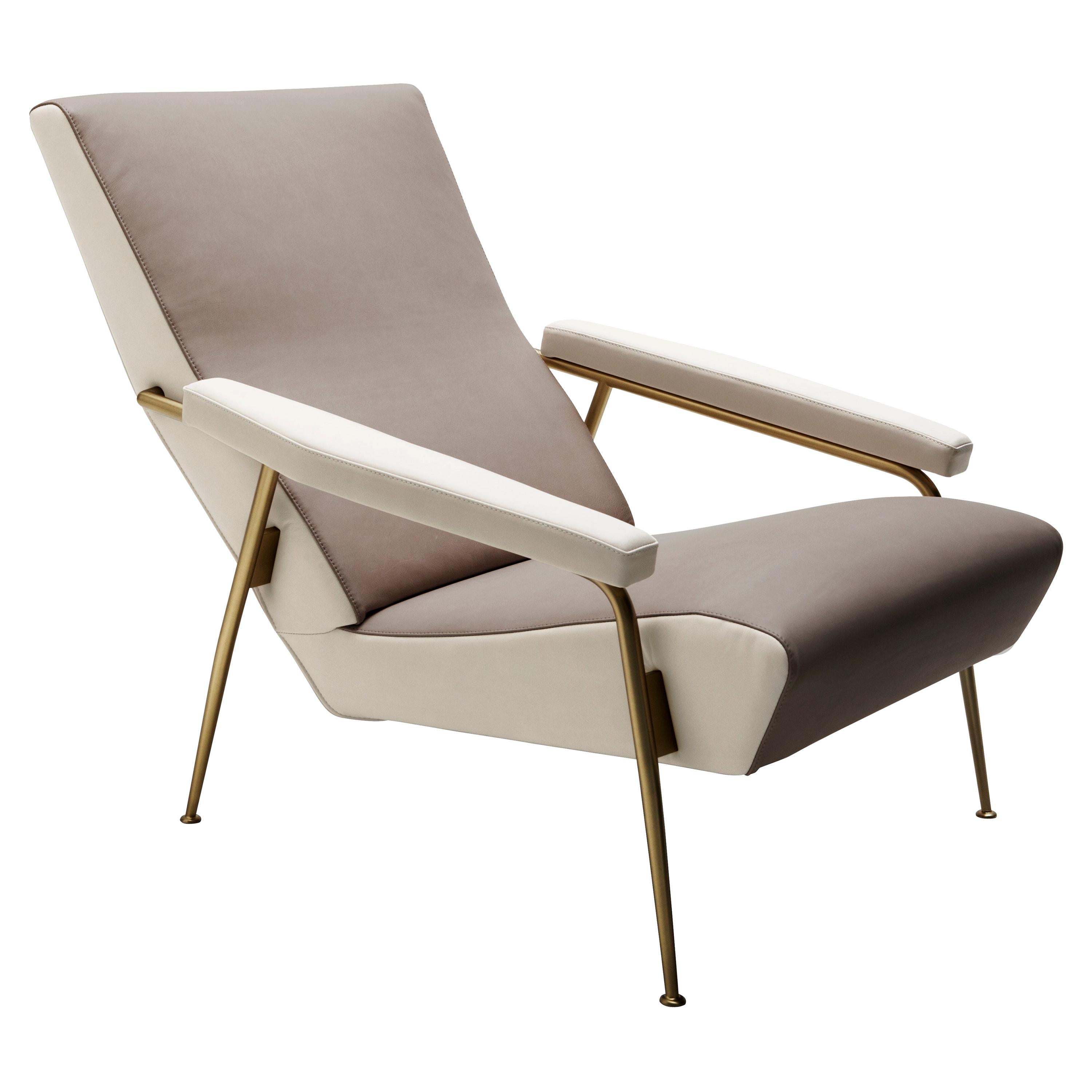 For Sale: Beige (S1211-1222_Paper White / Sand) Armchair in Leather and Steel Molteni&C by Gio Ponti - D.153.1 -made in Italy