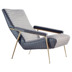 Vintage Armchair in Dotty Velvet, Steel Molteni&C by Gio Ponti - D.153.1 - made in Italy