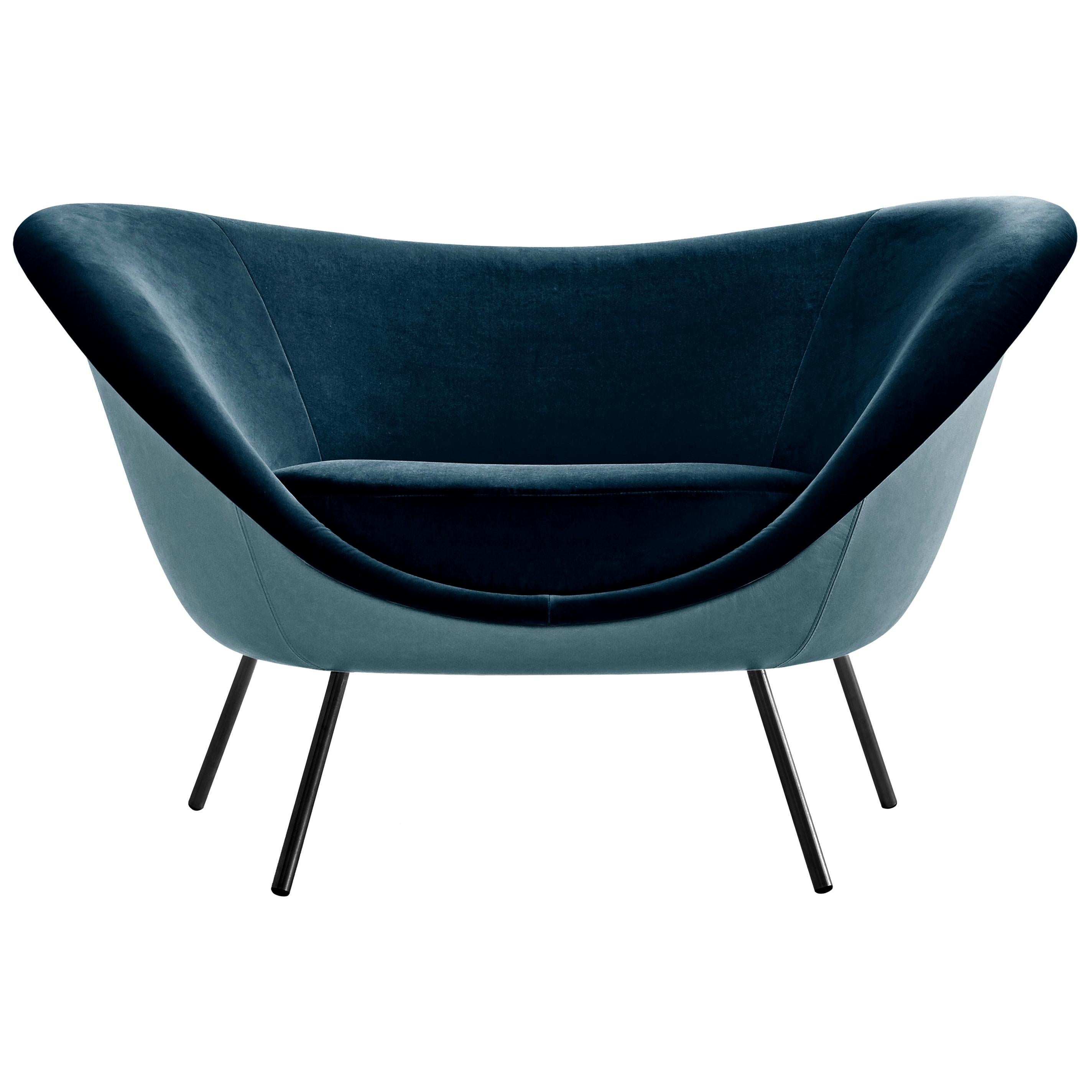 Blue (L154+W6281_Blue) D.154.2 Armchair in Leather Molteni&C by Gio Ponti - made in Italy