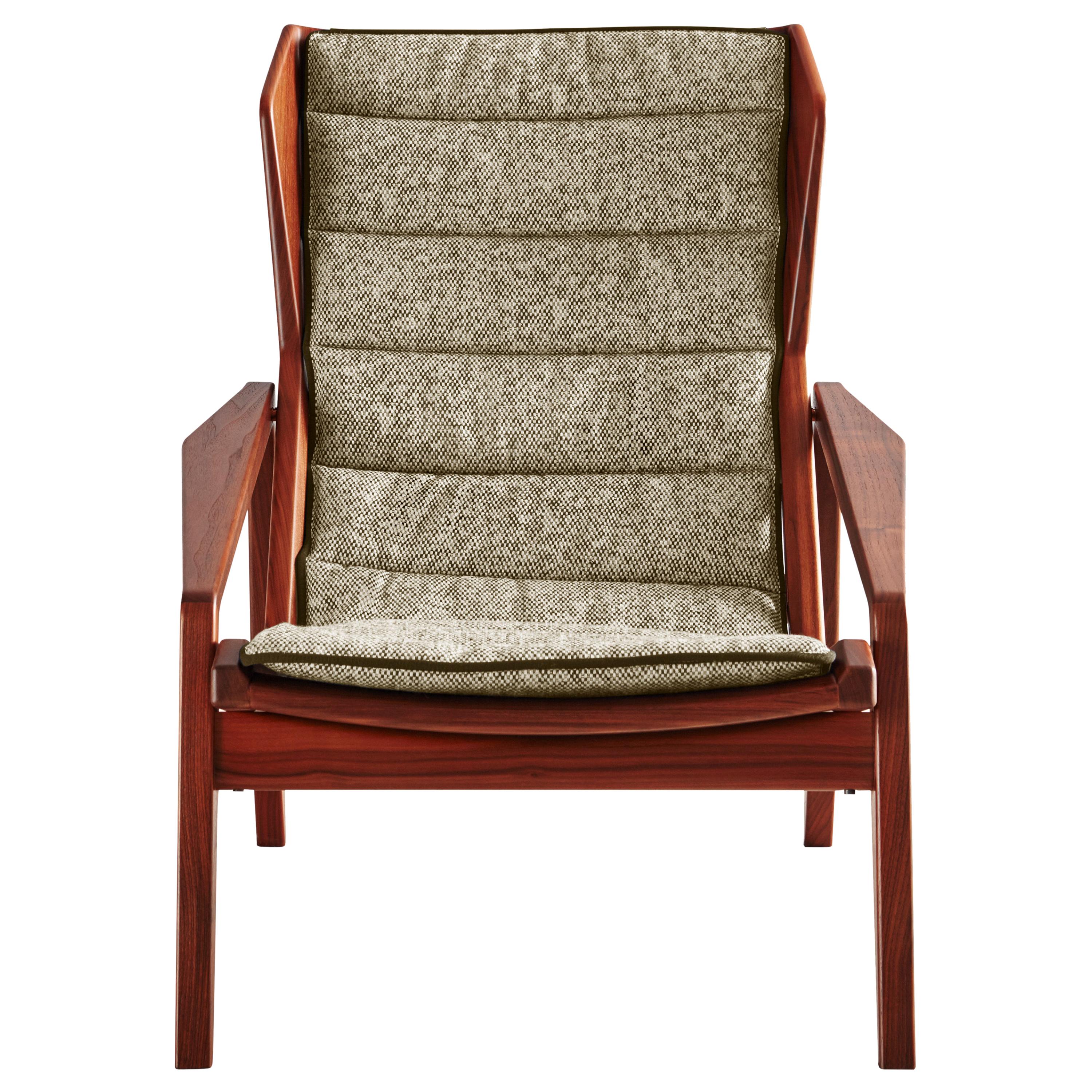 Beige (W3623_Beige) Armchair in Chenille and American Walnut Molteni&C by Gio Ponti - D.156.3