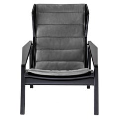 Armchair in Chenille and Glossy Black Wood Molteni&C by Gio Ponti - D.156.3