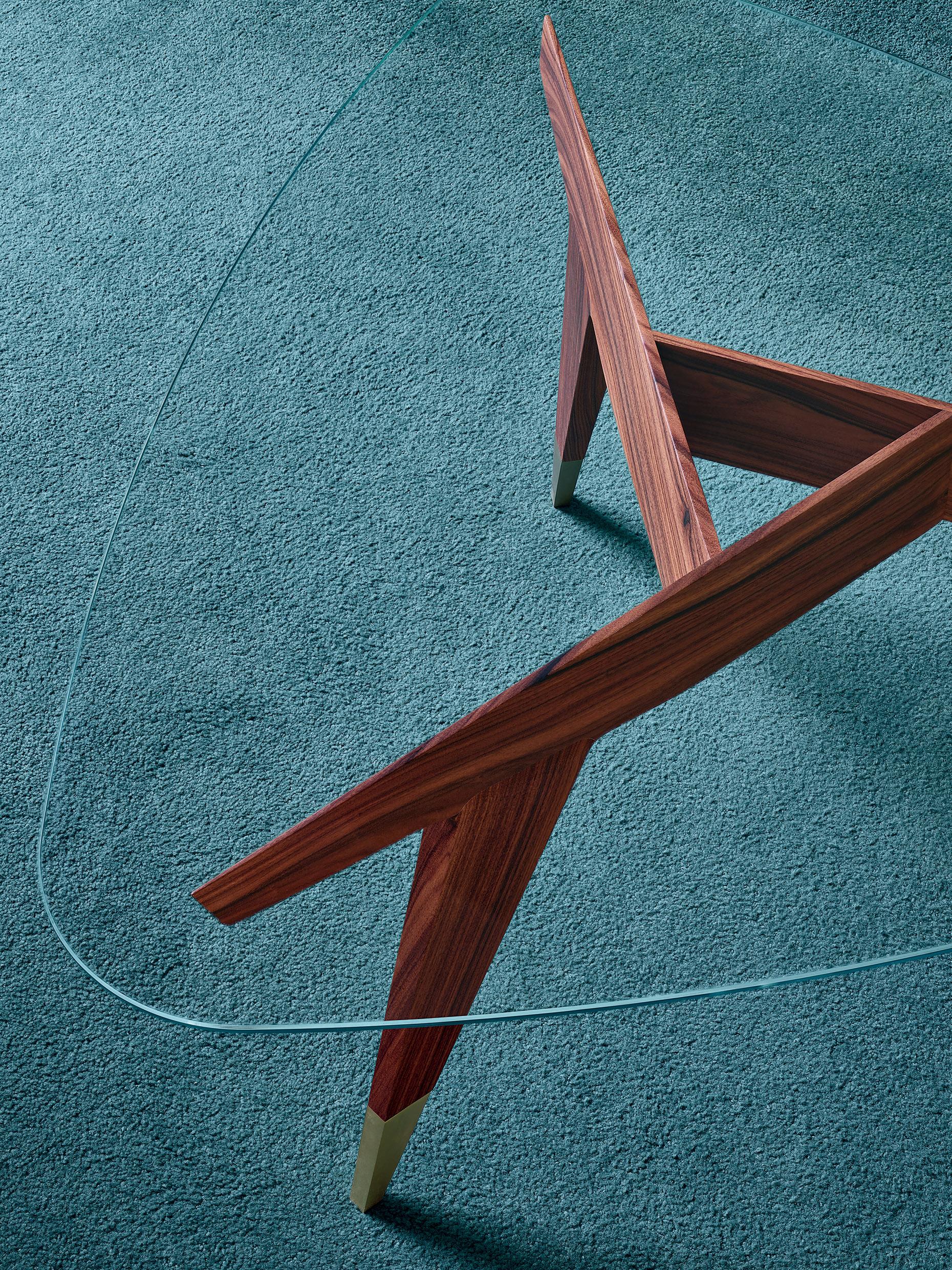 Modern Small Coffee Table in Rosewood and Glass Molteni&C by Gio Ponti - D.552.2 For Sale