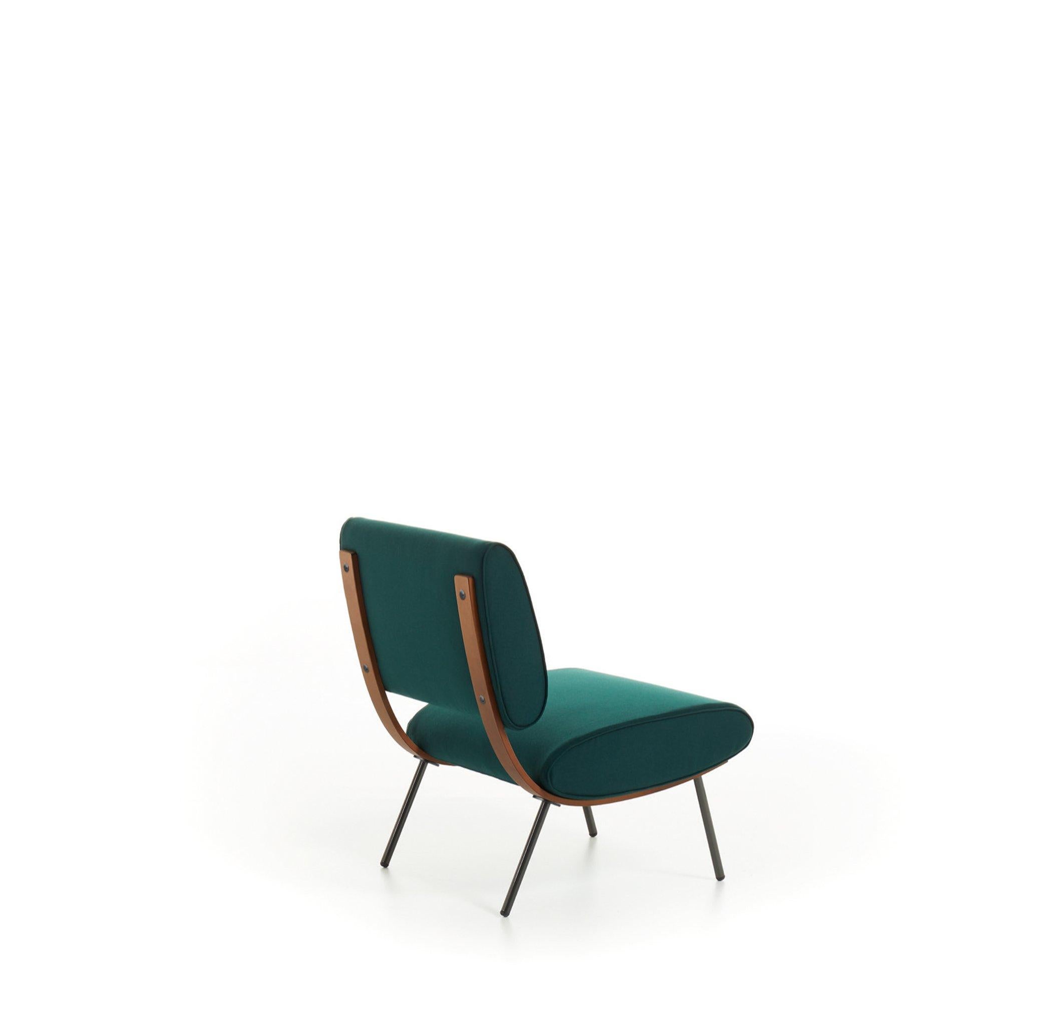 Moderne Chaise ronde Molteni&C Gio Ponti D.154,5 en vert et laiton en vente