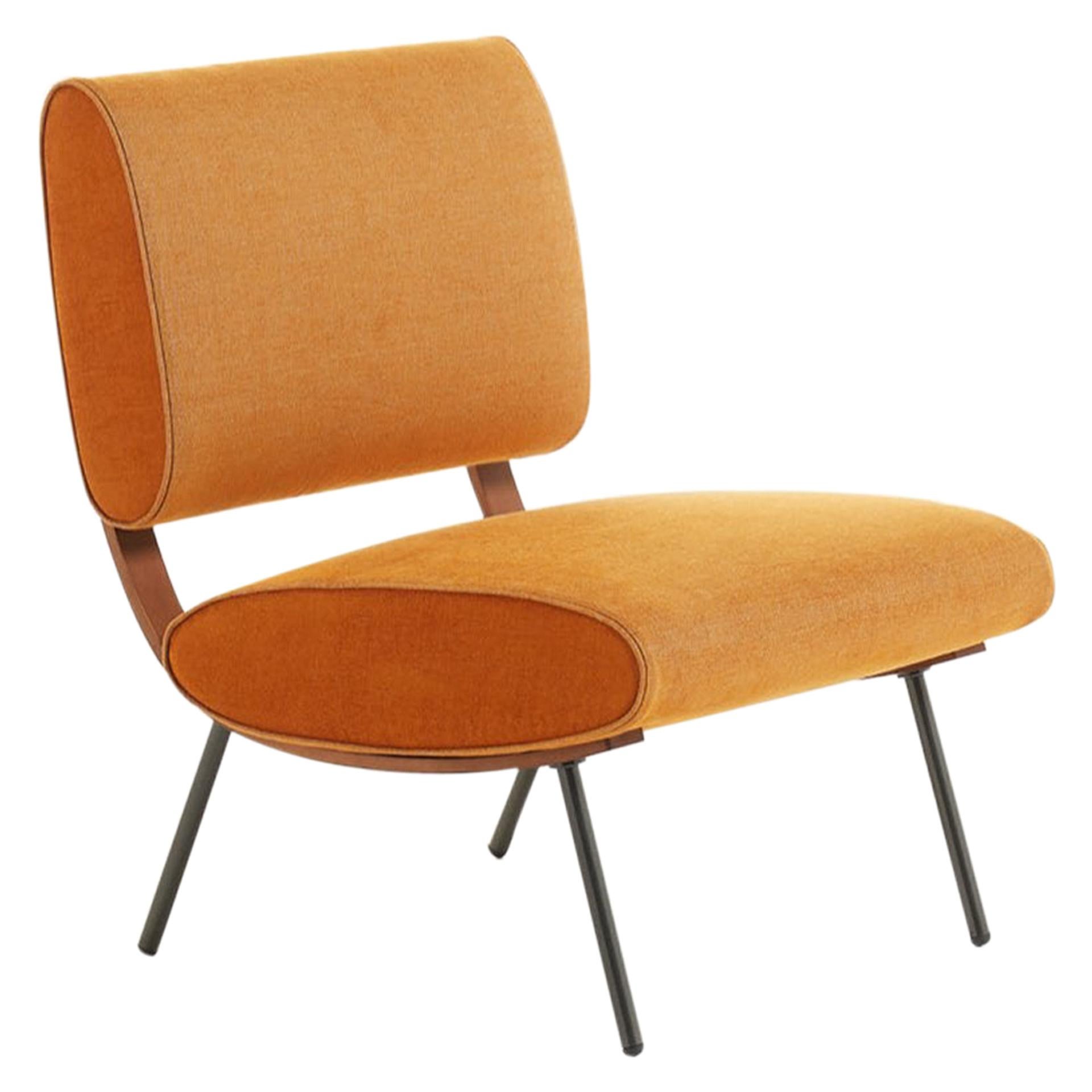 Armchair in Chenille, Brass Molteni&C by Gio Ponti Round D.154.5 - made in Italy