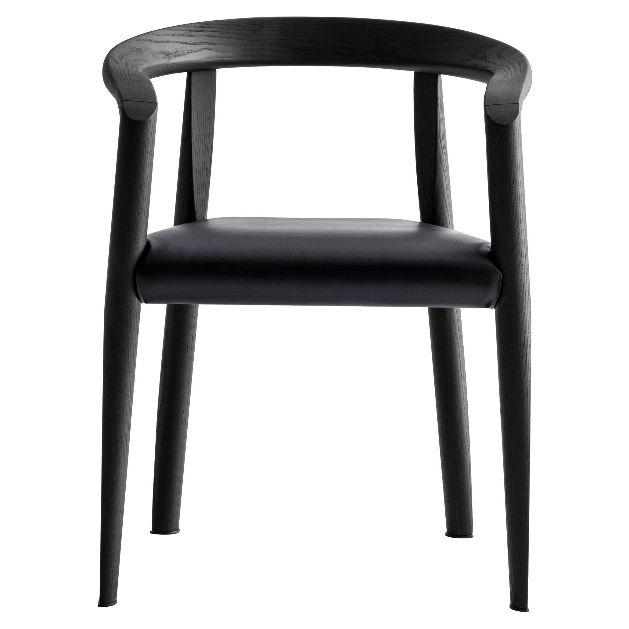 Chair in Black Ashwood and Black Leather Molteni&C by Tobia Scarpa - Miss