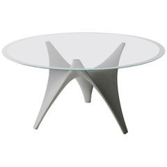 Molteni&C Round Arc Dining Table with Glass Top and Cement Base