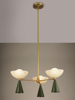 Molto 3-Arm Ceiling Pendant in Natural Brass + Enameled Mesh, Blueprint Lighting