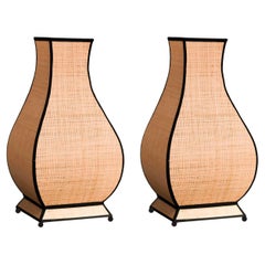 "Molto Pagoda" Straw Table Lamps, Set of 2