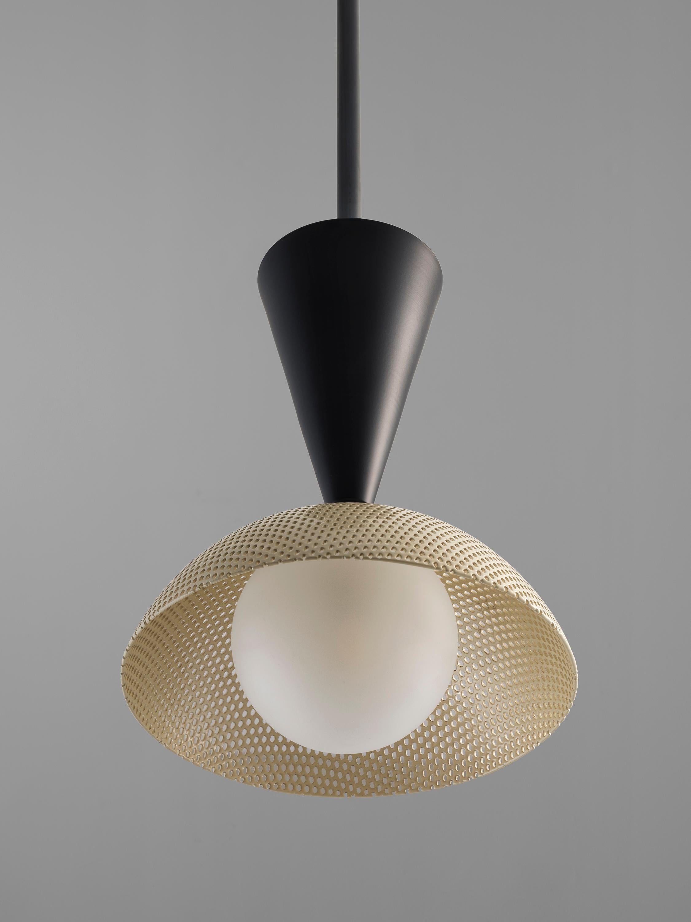 Powder-Coated MOLTO Pendant Light in Oil-Rubbed Bronze and Enameled Mesh by Blueprint Lighting For Sale