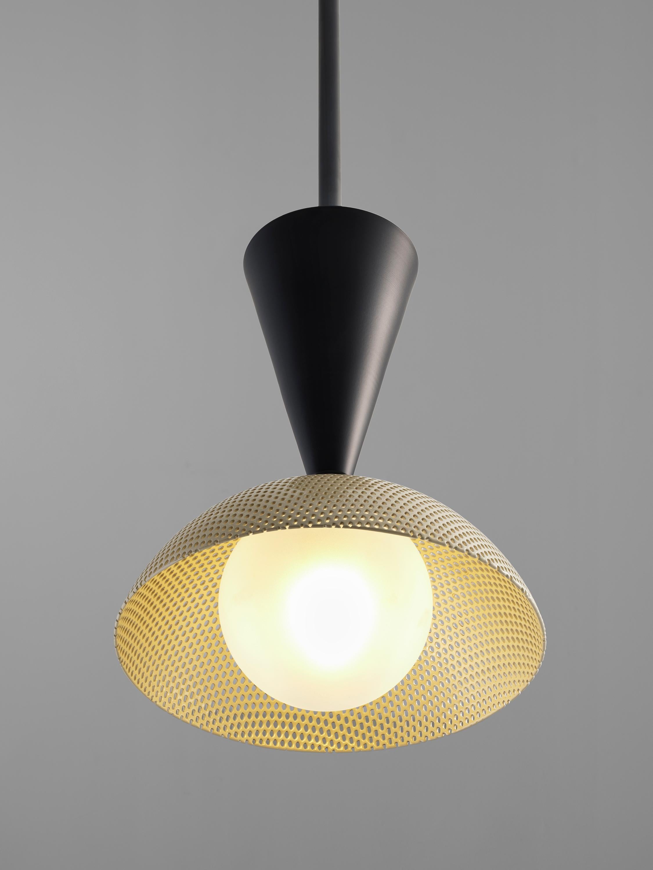 MOLTO Pendant Light in Oil-Rubbed Bronze and Enameled Mesh by Blueprint Lighting In New Condition For Sale In New York, NY