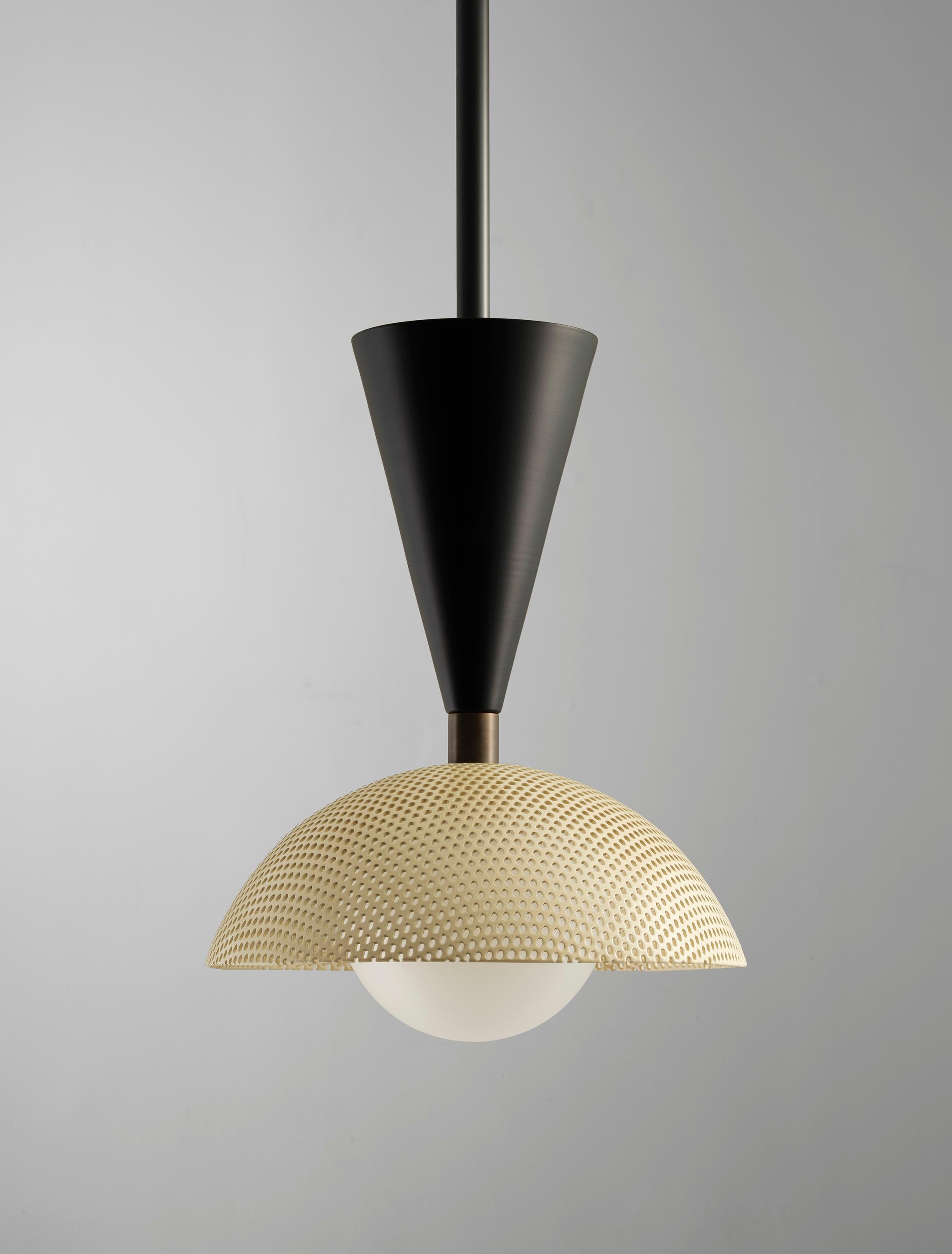 Contemporary MOLTO Pendant Light in Oil-Rubbed Bronze and Enameled Mesh by Blueprint Lighting For Sale