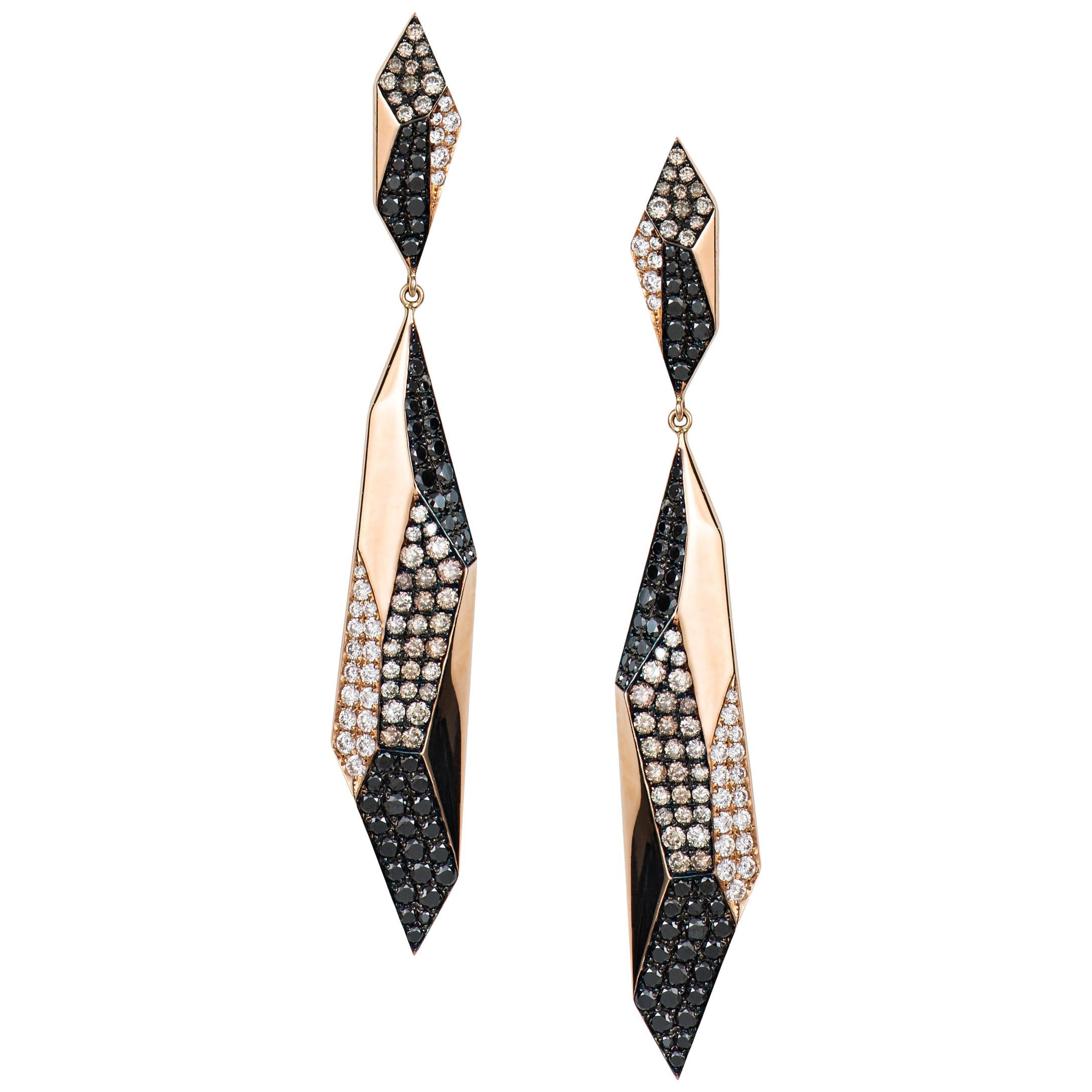 Molu Diamond Angular Gold Earrings For Sale