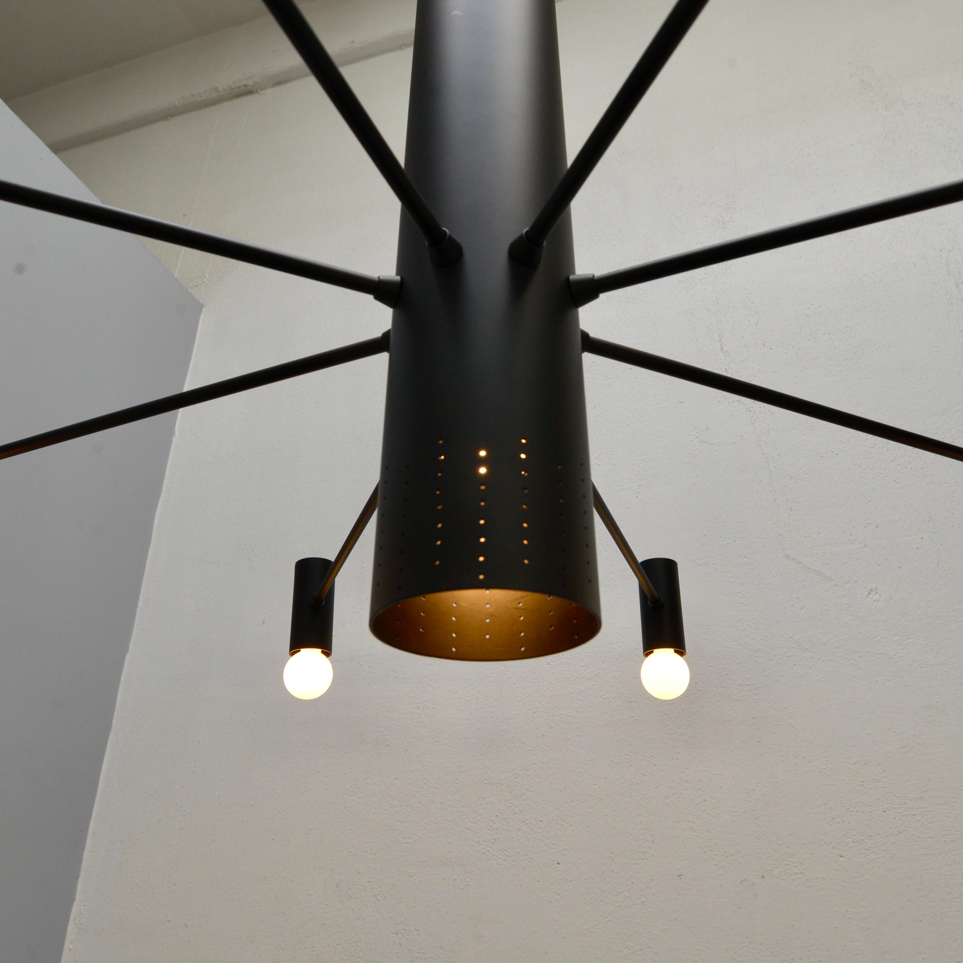 Aluminum MoLUno Chandelier BLK For Sale