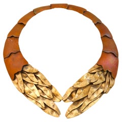 Handgefertigte Statement-Halskette „Molusca“ aus Silber und Kupfer von Eduardo Herrera