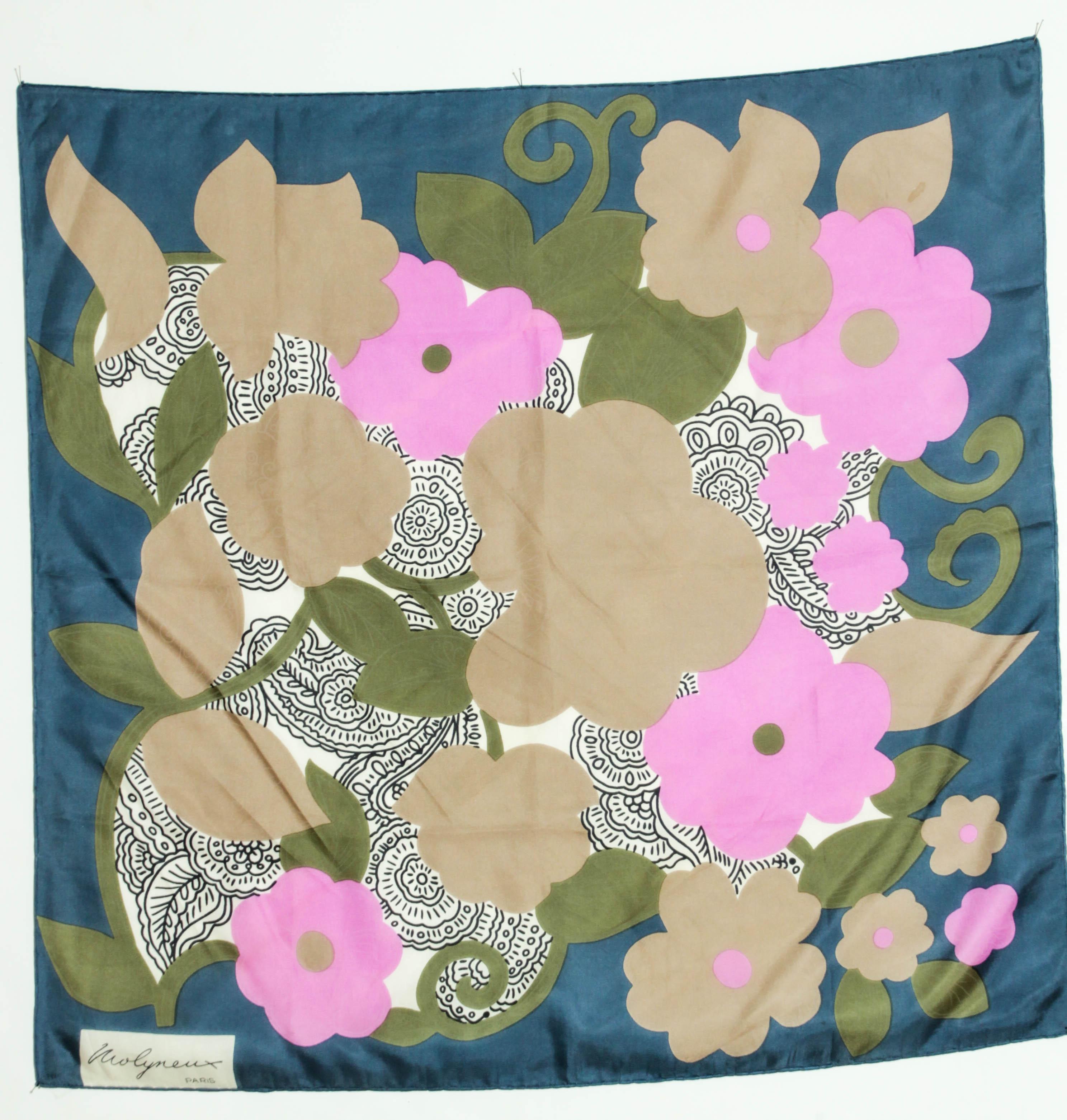 Molyneux Paris Silk Scarf Rolled Edges 1980s For Sale 5
