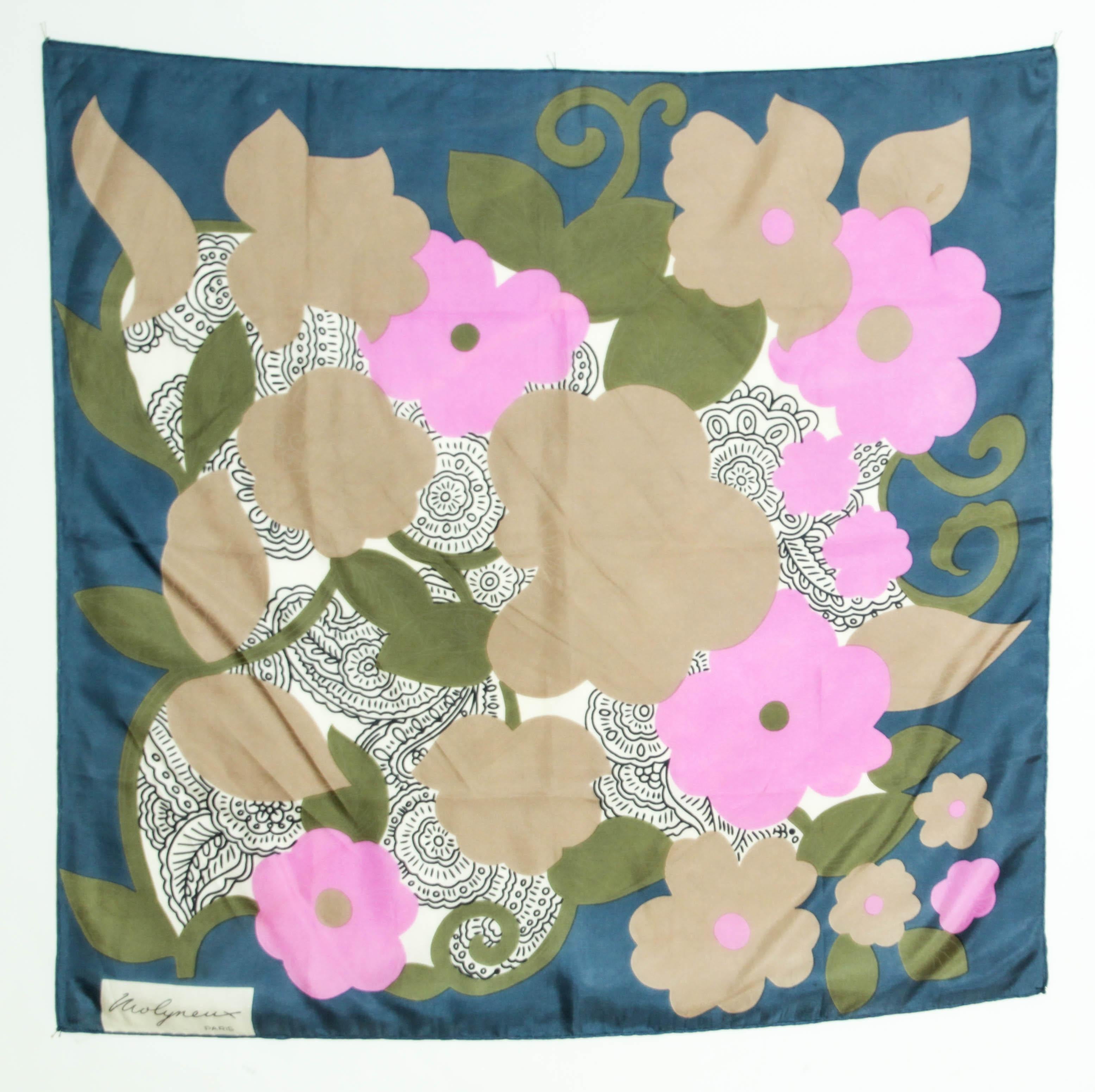 Molyneux Paris Silk Scarf Rolled Edges 1980s For Sale 3