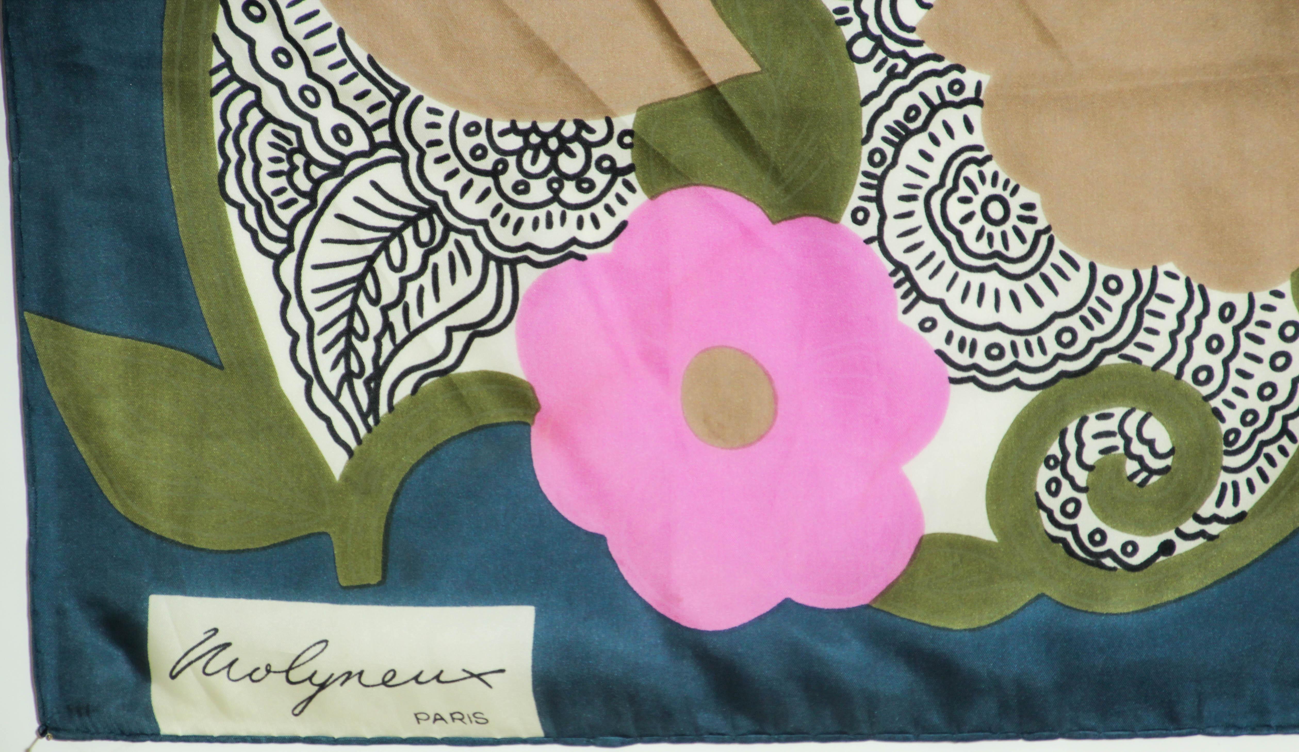 Molyneux Paris Silk Scarf Rolled Edges 1980s For Sale 4