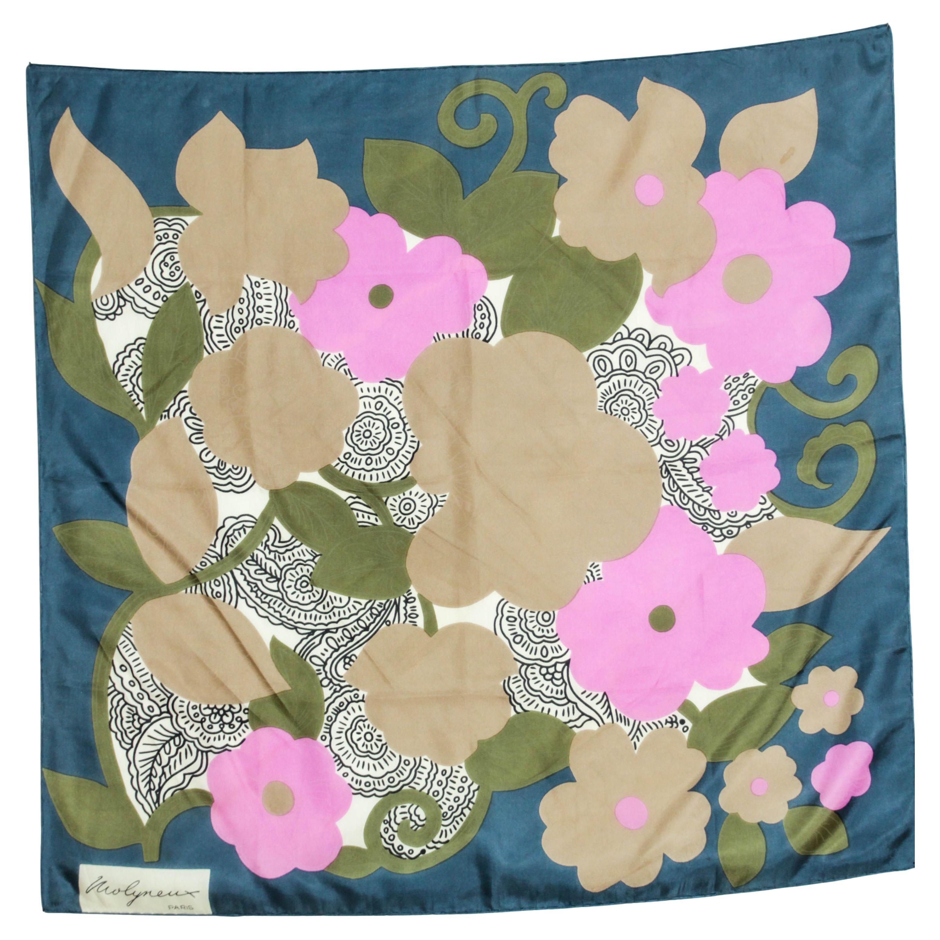 Molyneux Paris Silk Scarf Rolled Edges 1980s For Sale