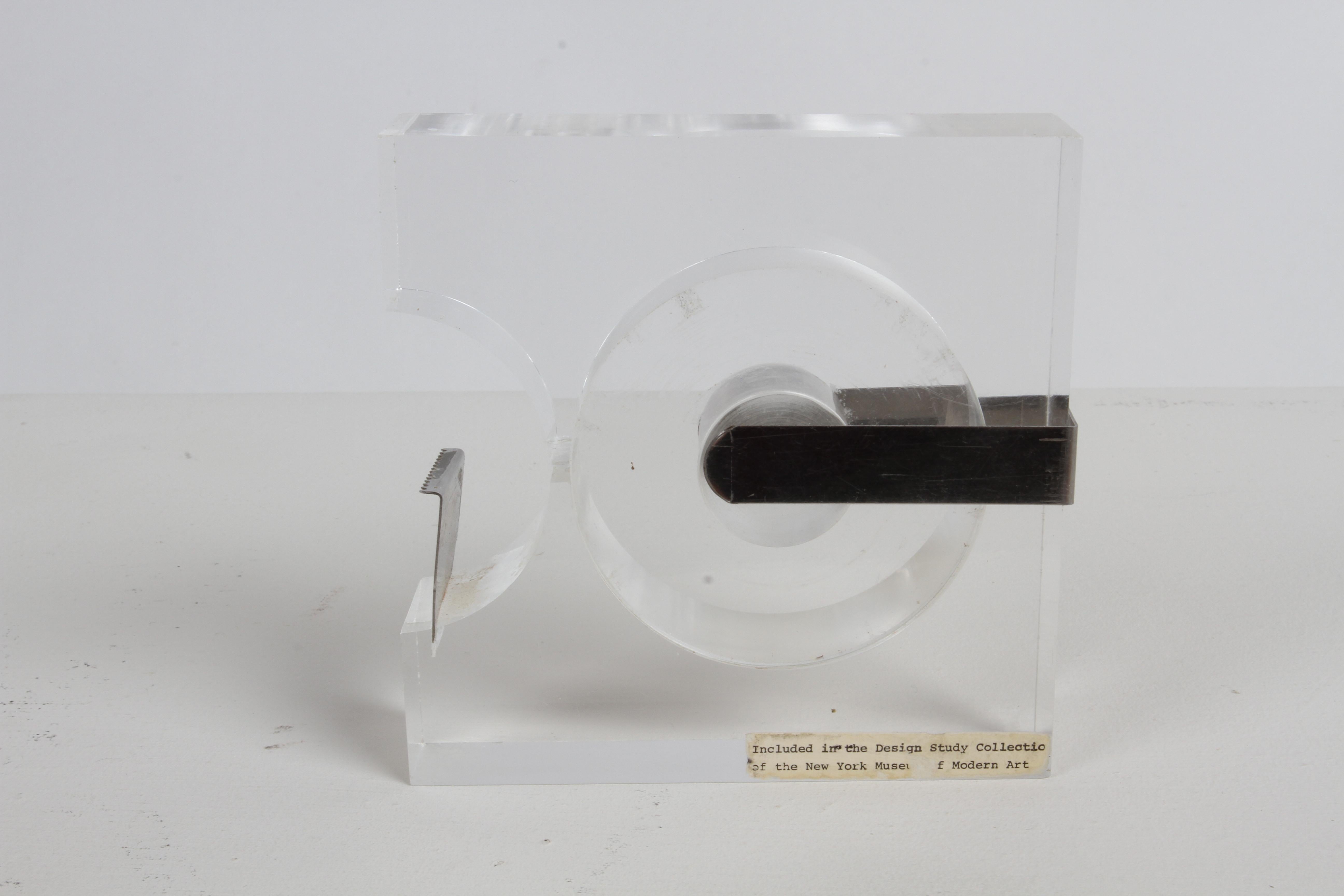Mid-20th Century MOMA Robert P. Gottlieb Mid-Century Modern Designed Lucite Tape Dispenser 63'-73 For Sale