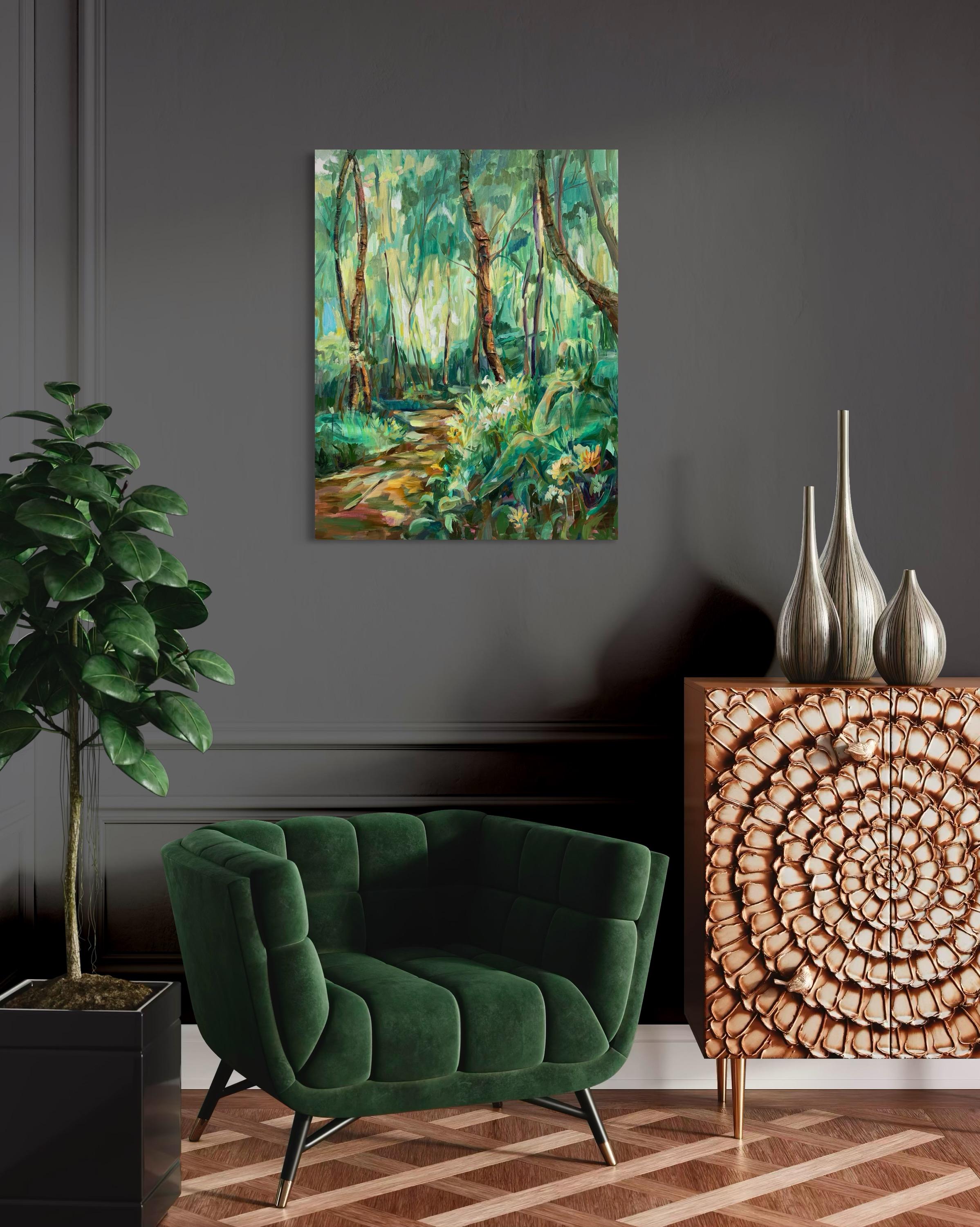 A solas con uno mismo. Bosque abstracto original  pintura en venta 6