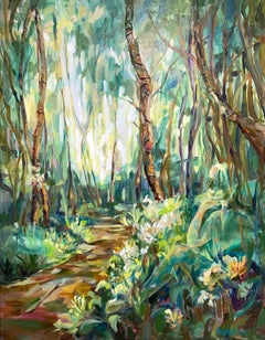 Seul avec soi-même. Forêt abstraite originale peinture