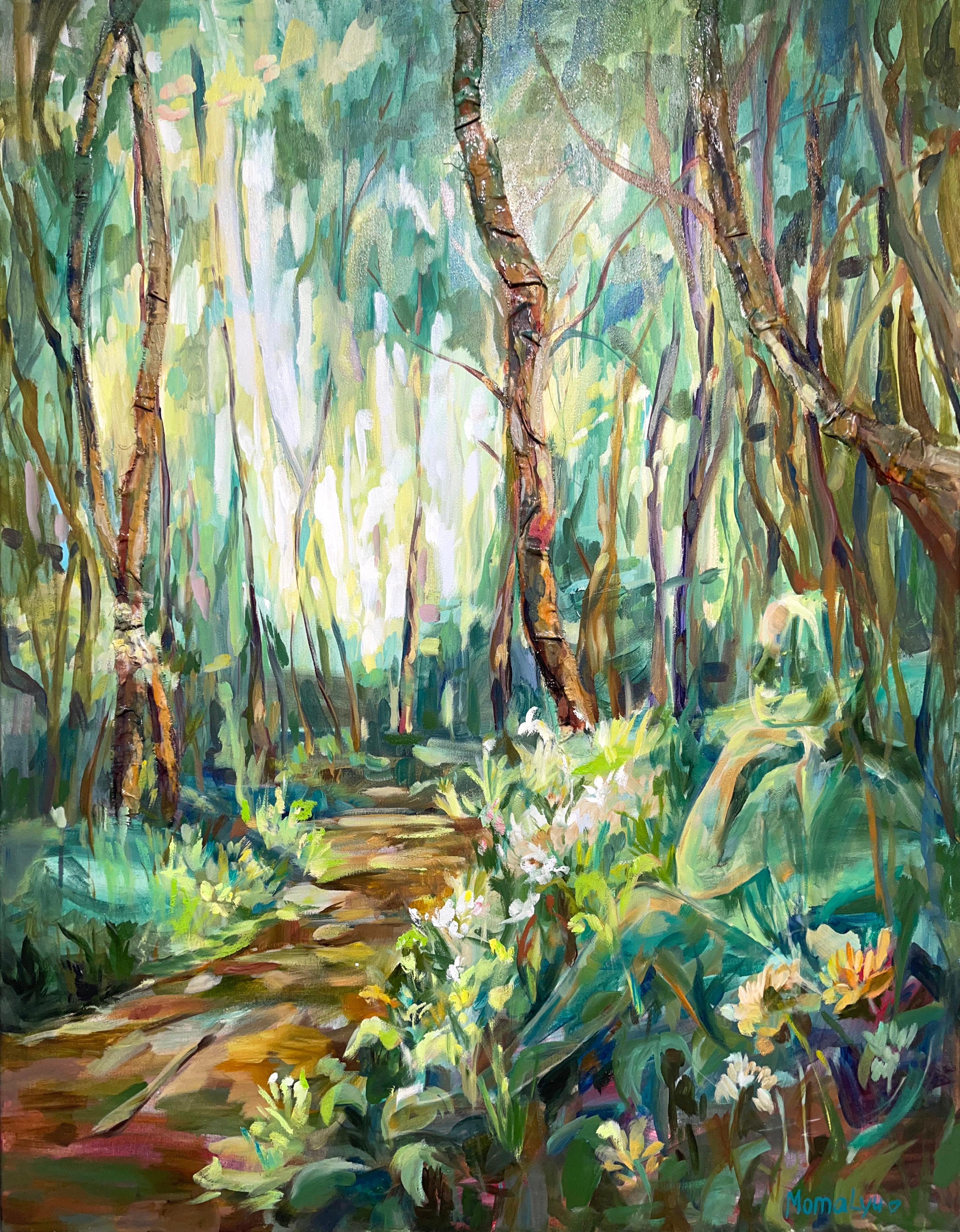 Landscape Painting de Momalyu Liubov - A solas con uno mismo. Bosque abstracto original  pintura