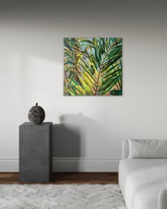 Brilliant Palm.Tranquility in the rays of the sun  . Original oil painting