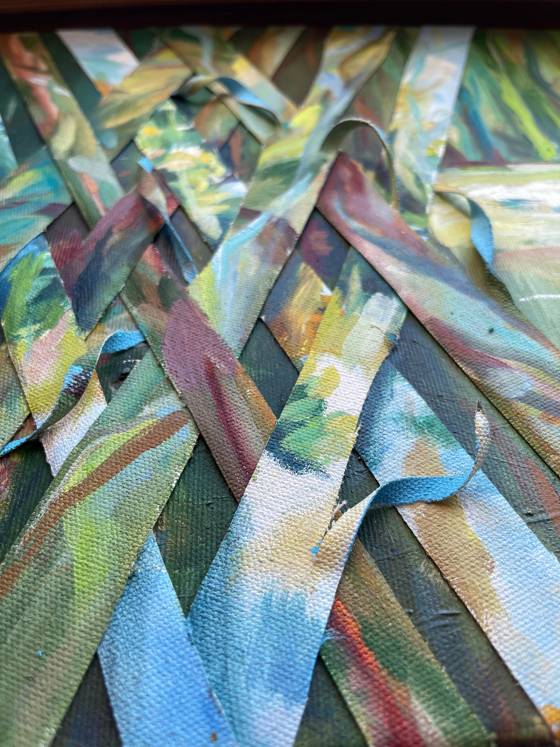 Atrae tus sentidos. Entretejidos sobre lienzo - Abstract Painting Gris de Momalyu Liubov