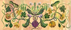 Exquisito adorno de plantas trepadoras. en estilo vintage, colores beige. pintura al óleo