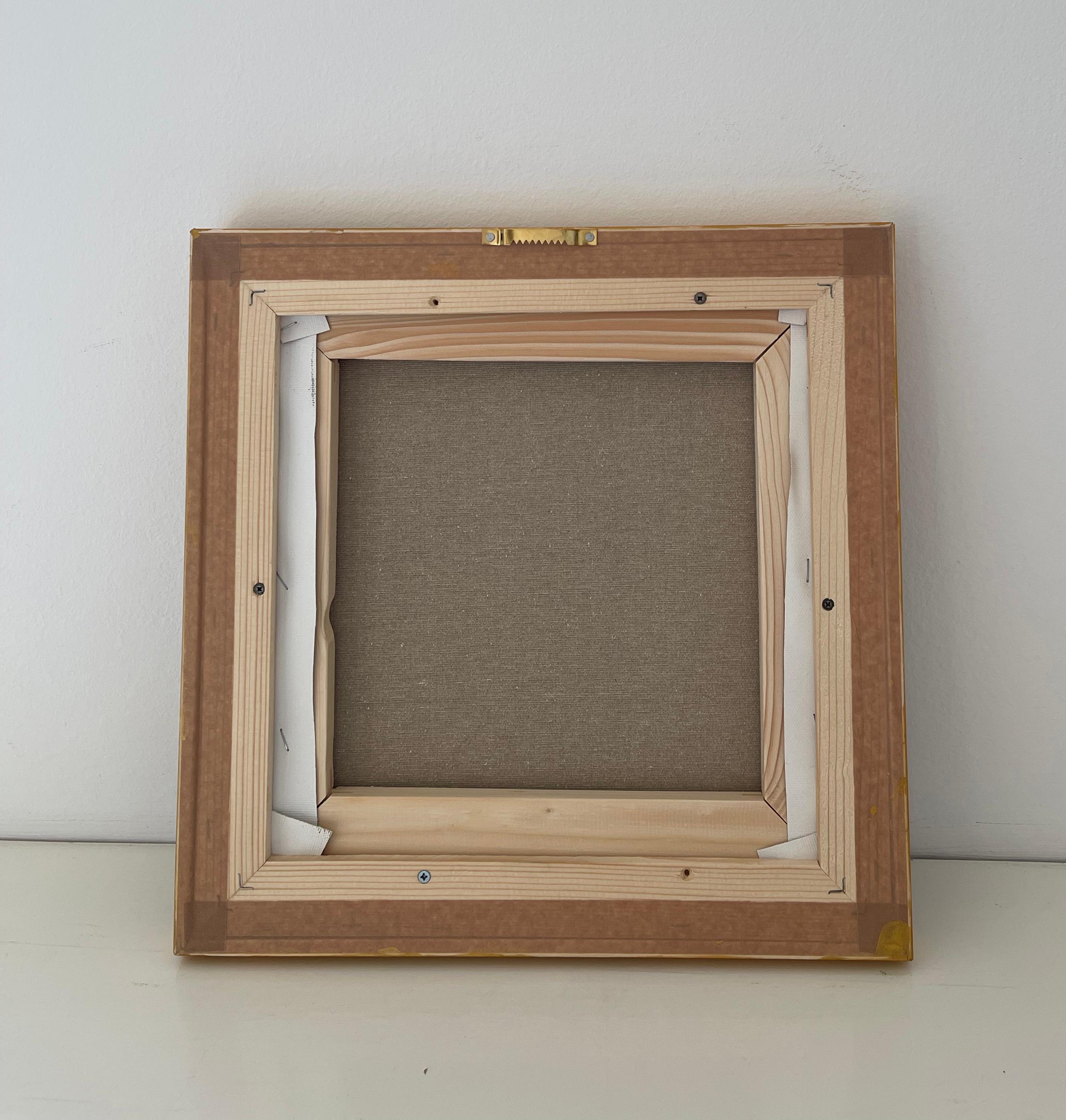 The Energy Within Nature. Abstract square painting in the wood gold frame For Sale 2