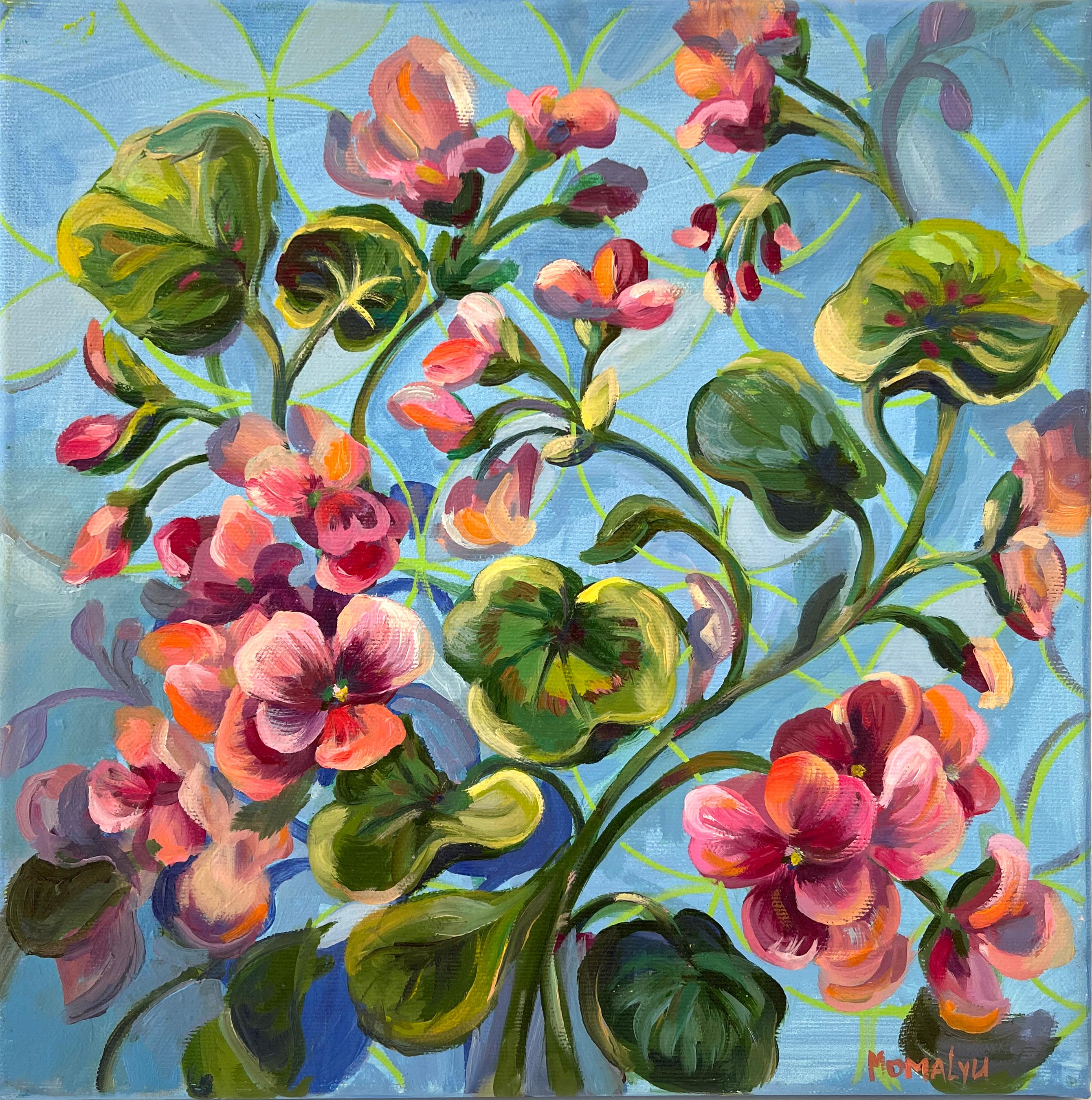 I gerani in fiore spesso adornano le finestre delle città europee, aggiungendo un senso di calore e fascino - un quadro in stile vintage.
 - Pittura ad olio originale 
- 30х30 cm  
- non è necessario incorniciare. I lati dell'opera sono dipinti.

-