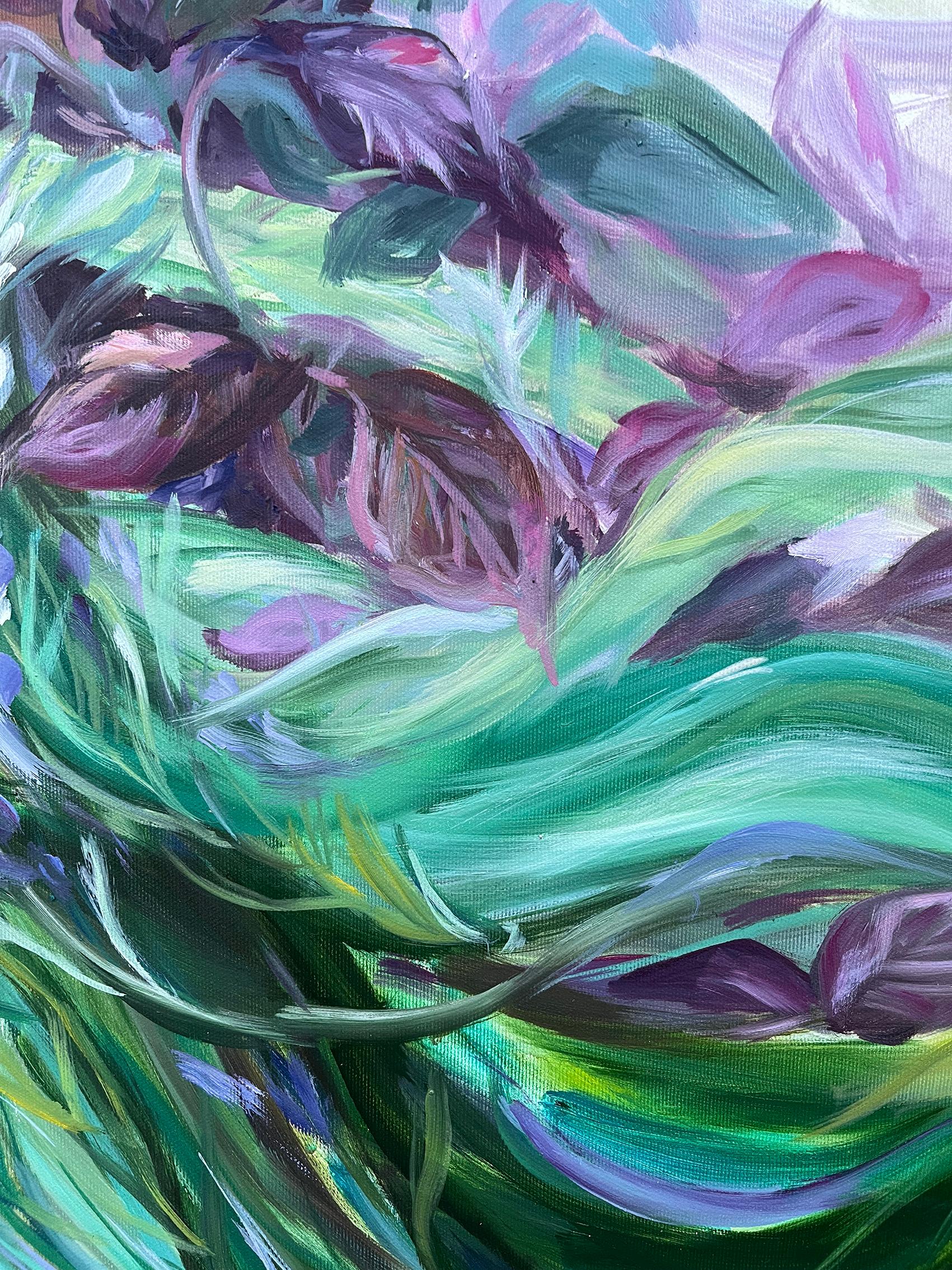 In the aroma  of Basil and Rosemary.  Foliage Original oil painting on canvas For Sale 9