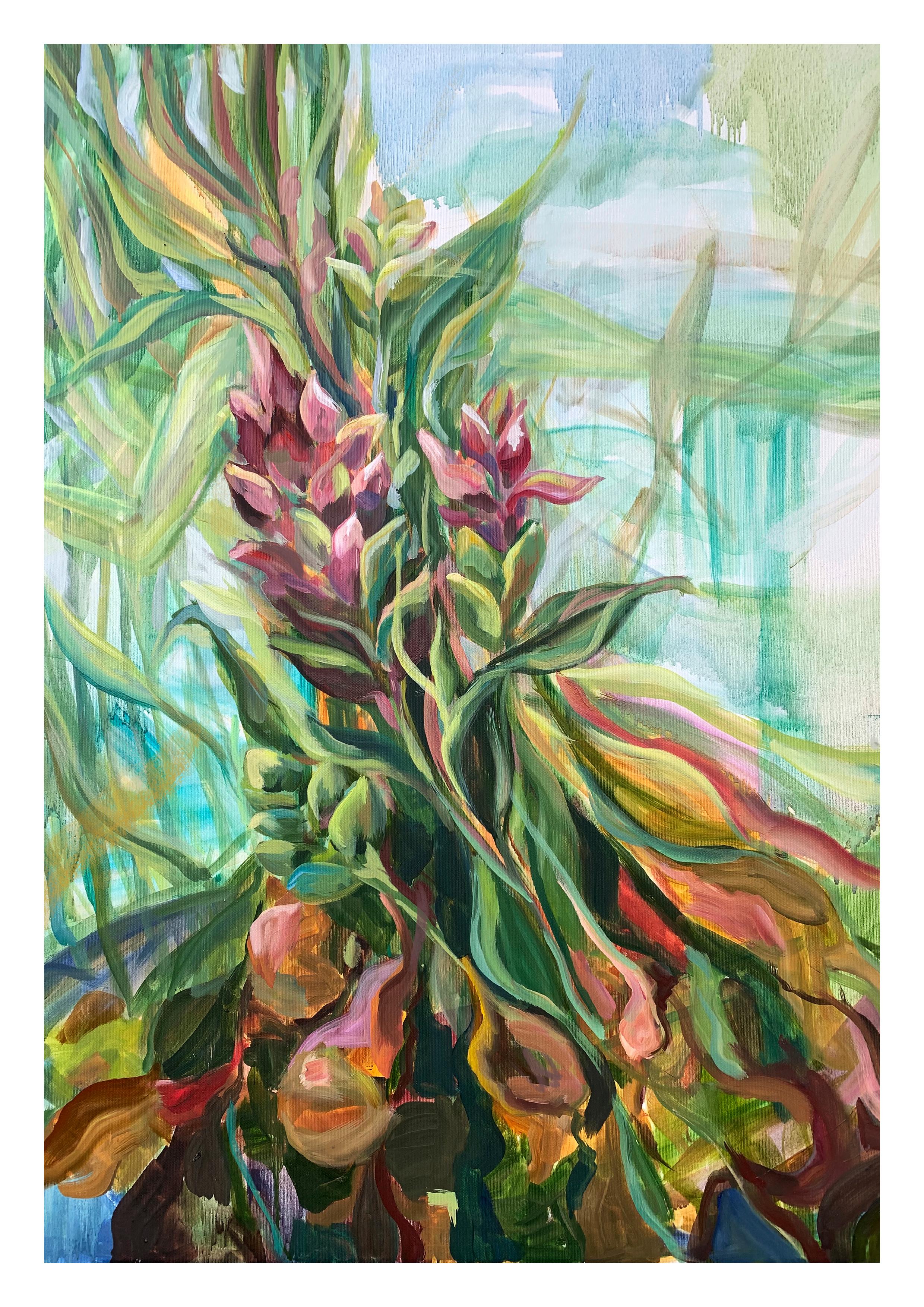 In der Energie von Ginger.  Foliage Original Ölgemälde auf Leinwand im Angebot 4