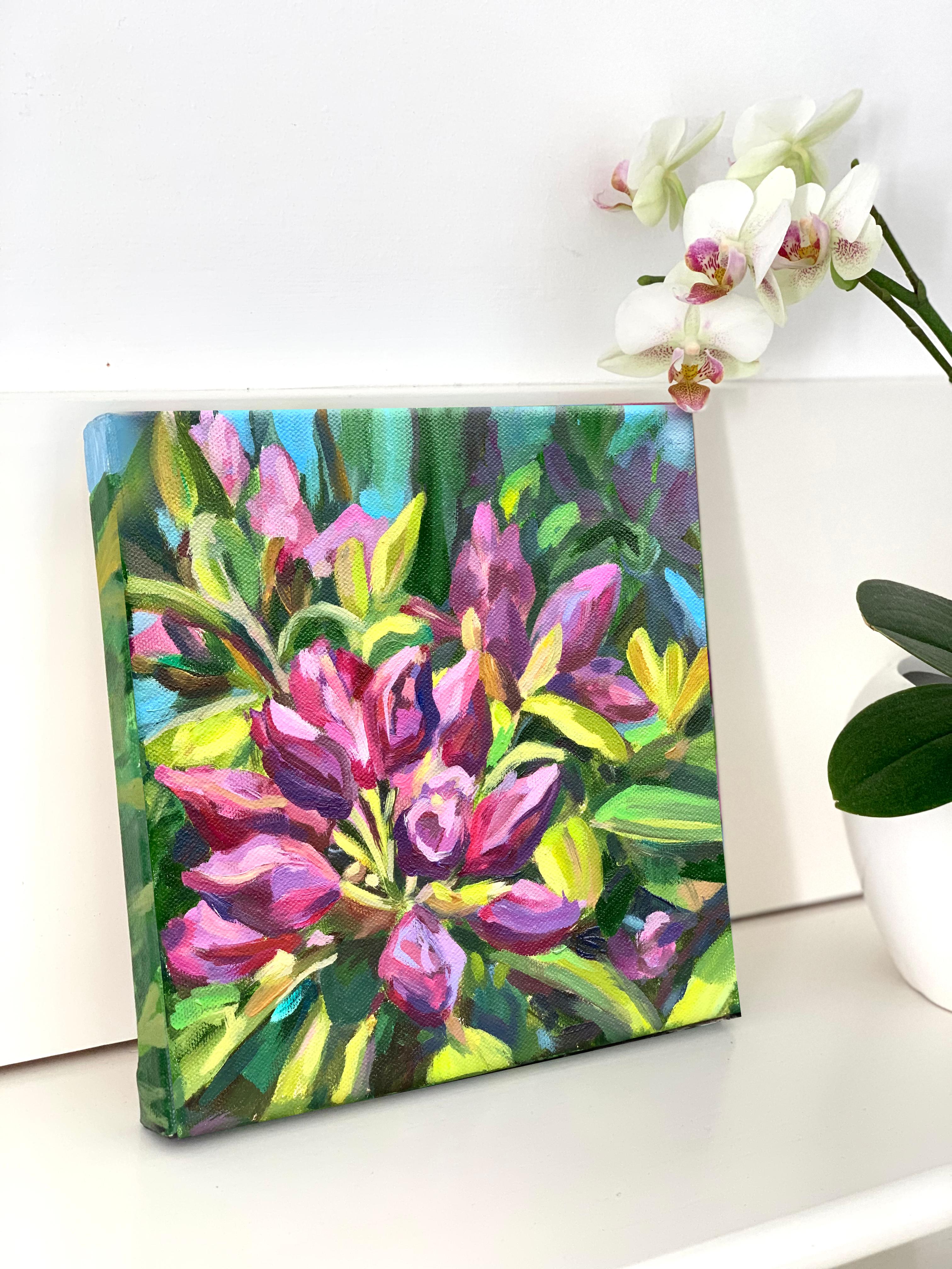 Joyful flowers. Miniature oil painting - Impressionist Painting by Momalyu Liubov