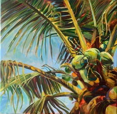 Dschungel-Schönheit. Original Ölgemälde. Palmenblätter – Coastal Vibes, Ölgemälde