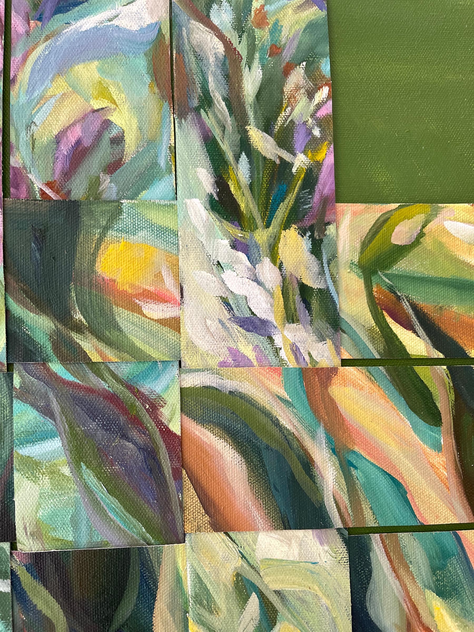La maestria del percorso di vita. Pittura verde foliage - Painting di Momalyu Liubov