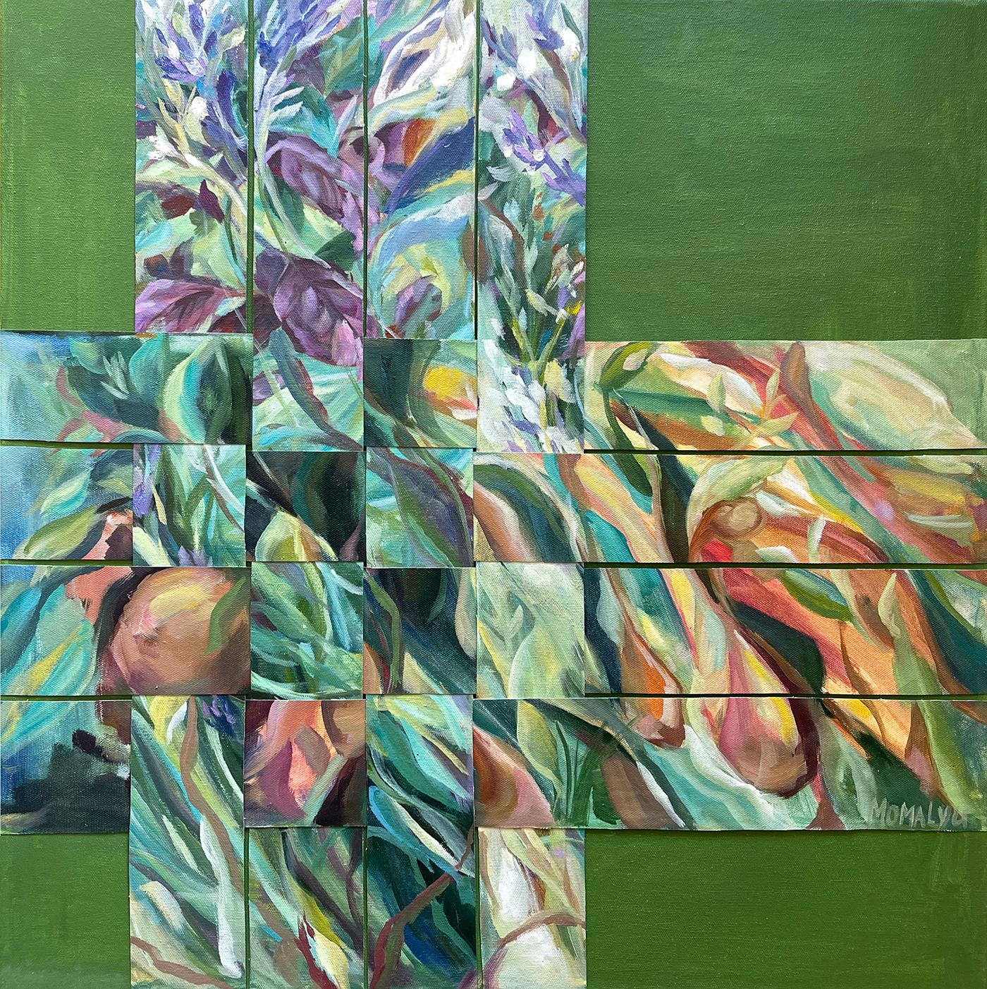 La maestria del percorso di vita. Pittura verde foliage in vendita 1