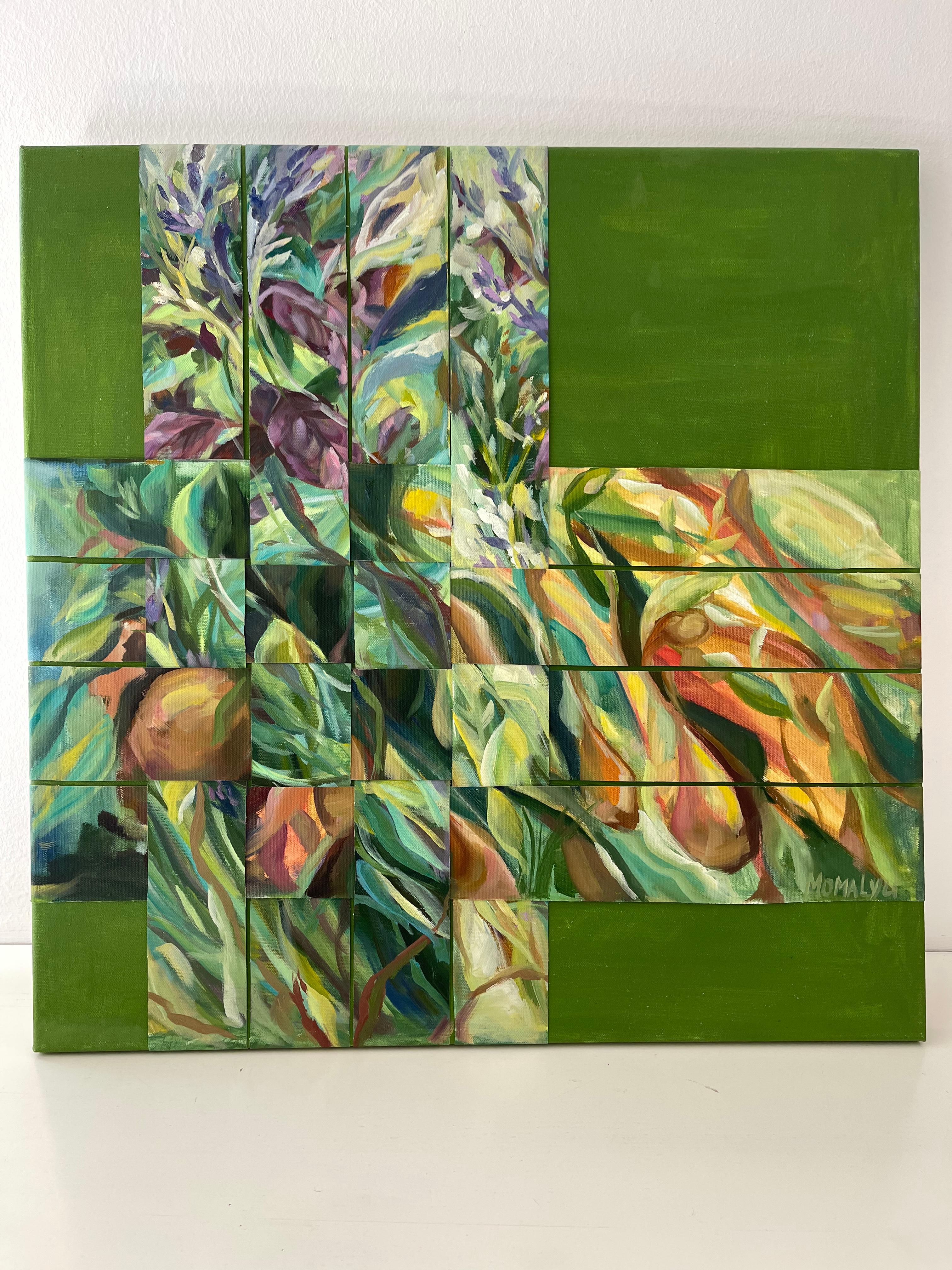 La maestria del percorso di vita. Pittura verde foliage in vendita 4