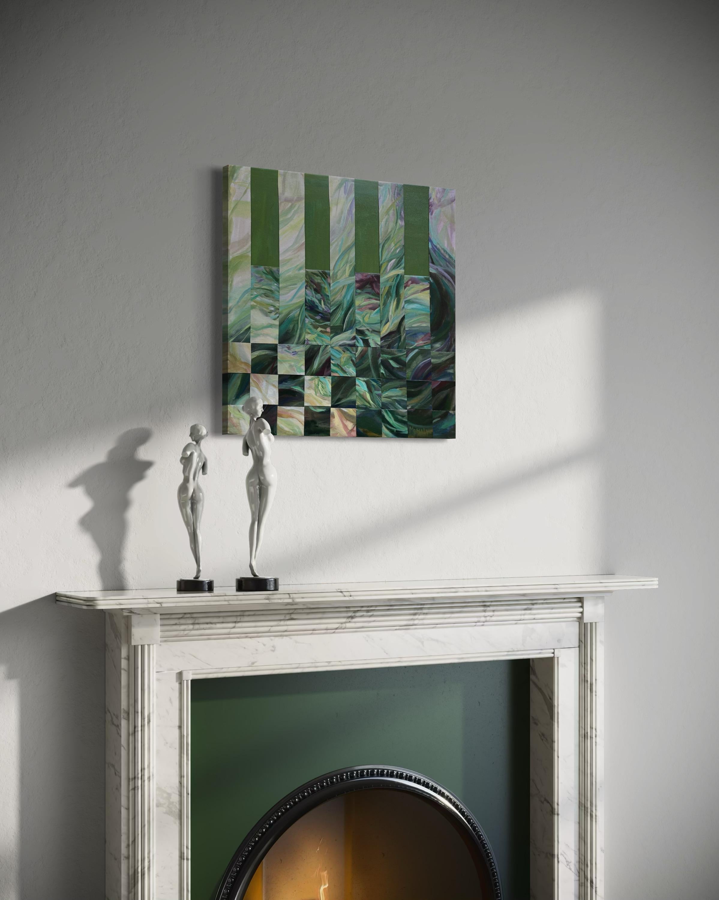Il sentiero dei passi consapevoli. Pittura verde foliage - Painting di Momalyu Liubov