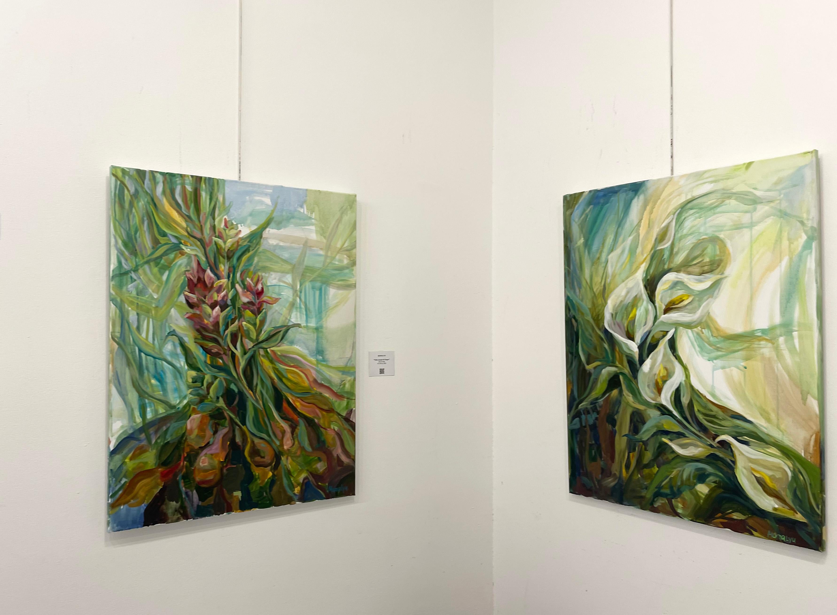 Pace della vita.  Fogliame Pittura ad olio originale su tela 8