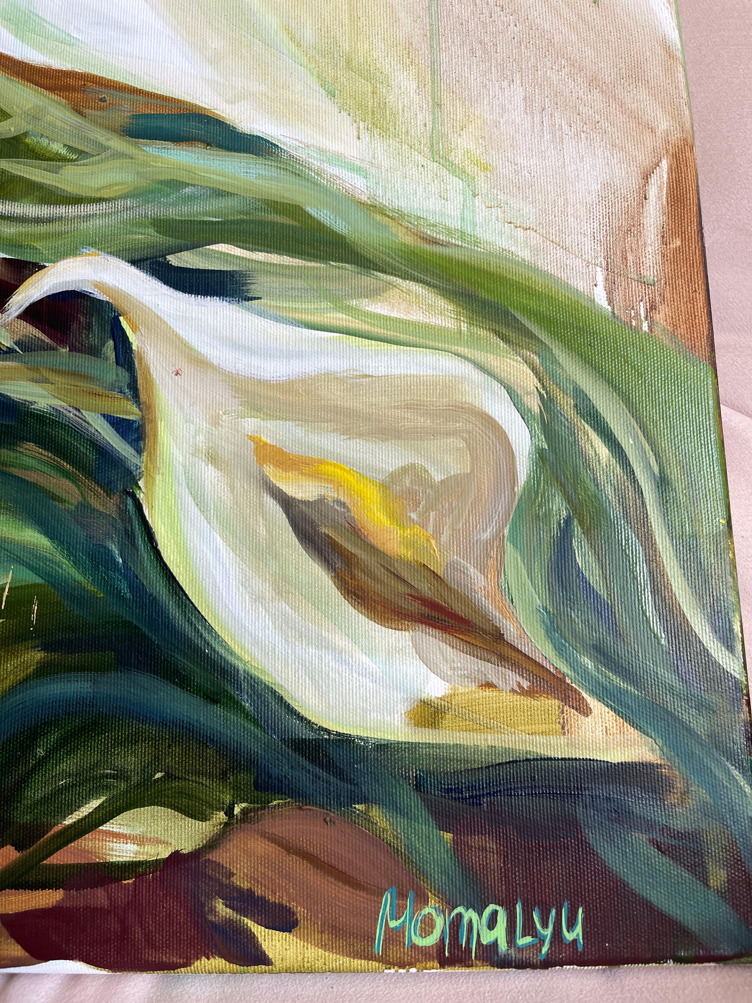 Pace della vita.  Fogliame Pittura ad olio originale su tela - Painting di Momalyu Liubov