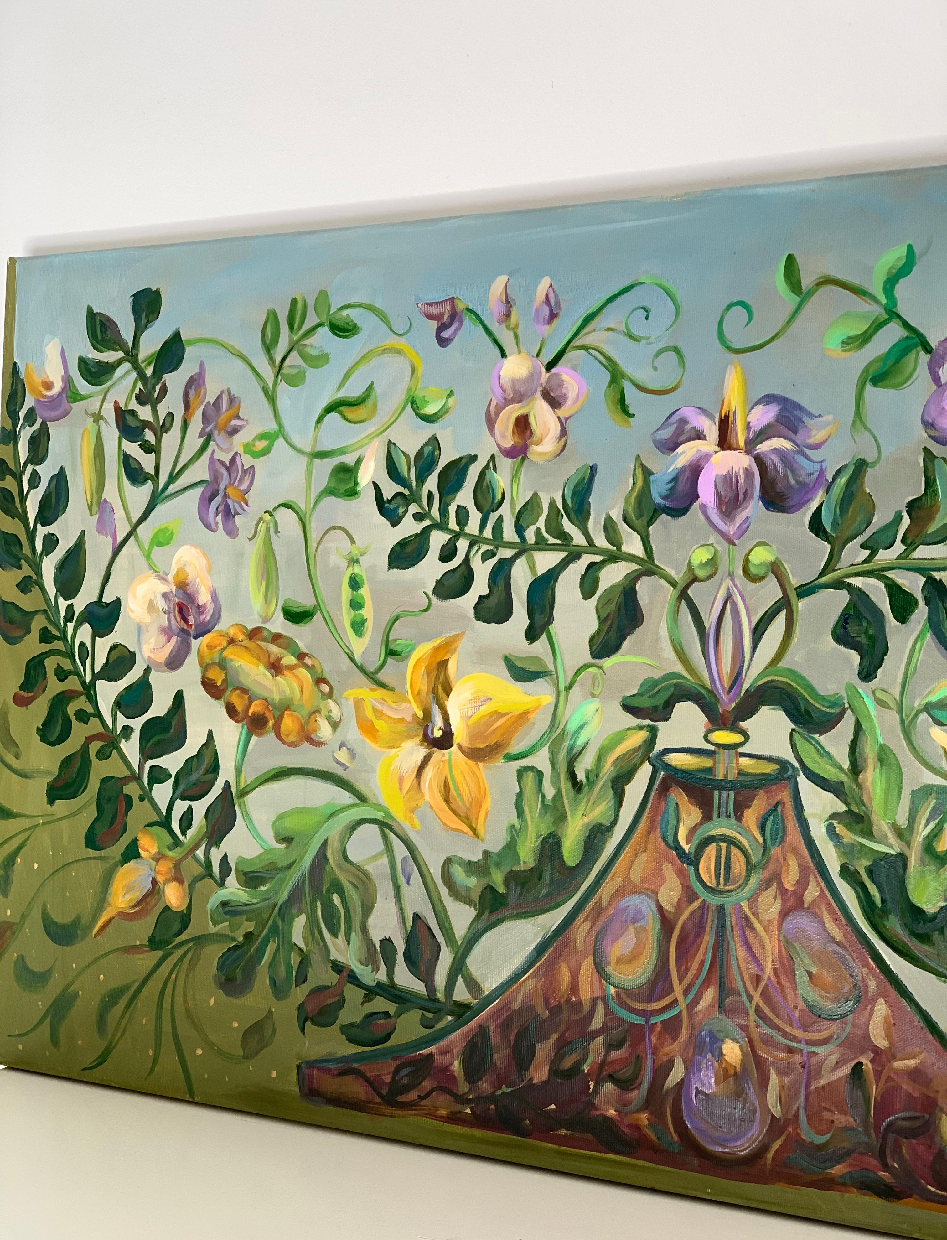 Reino pacífico de las plantas. Pintura al óleo decorativa botánica en venta 1